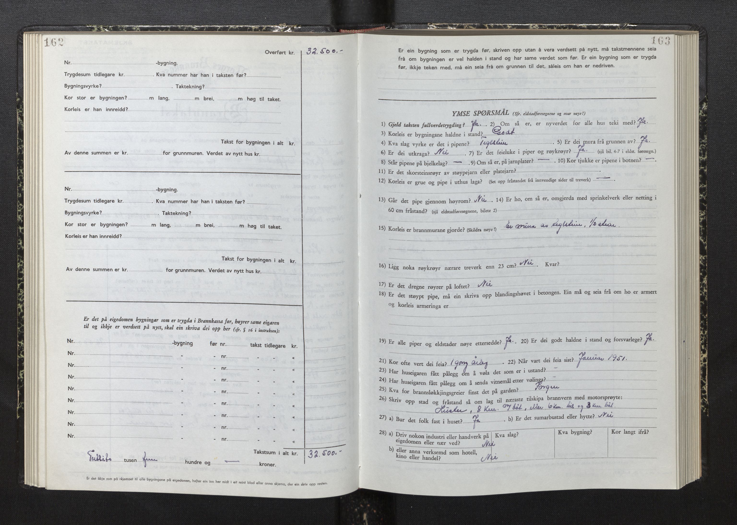 Lensmannen i Luster, AV/SAB-A-29301/0012/L0008: Branntakstprotokoll, skjematakst, 1949-1955, p. 162-163