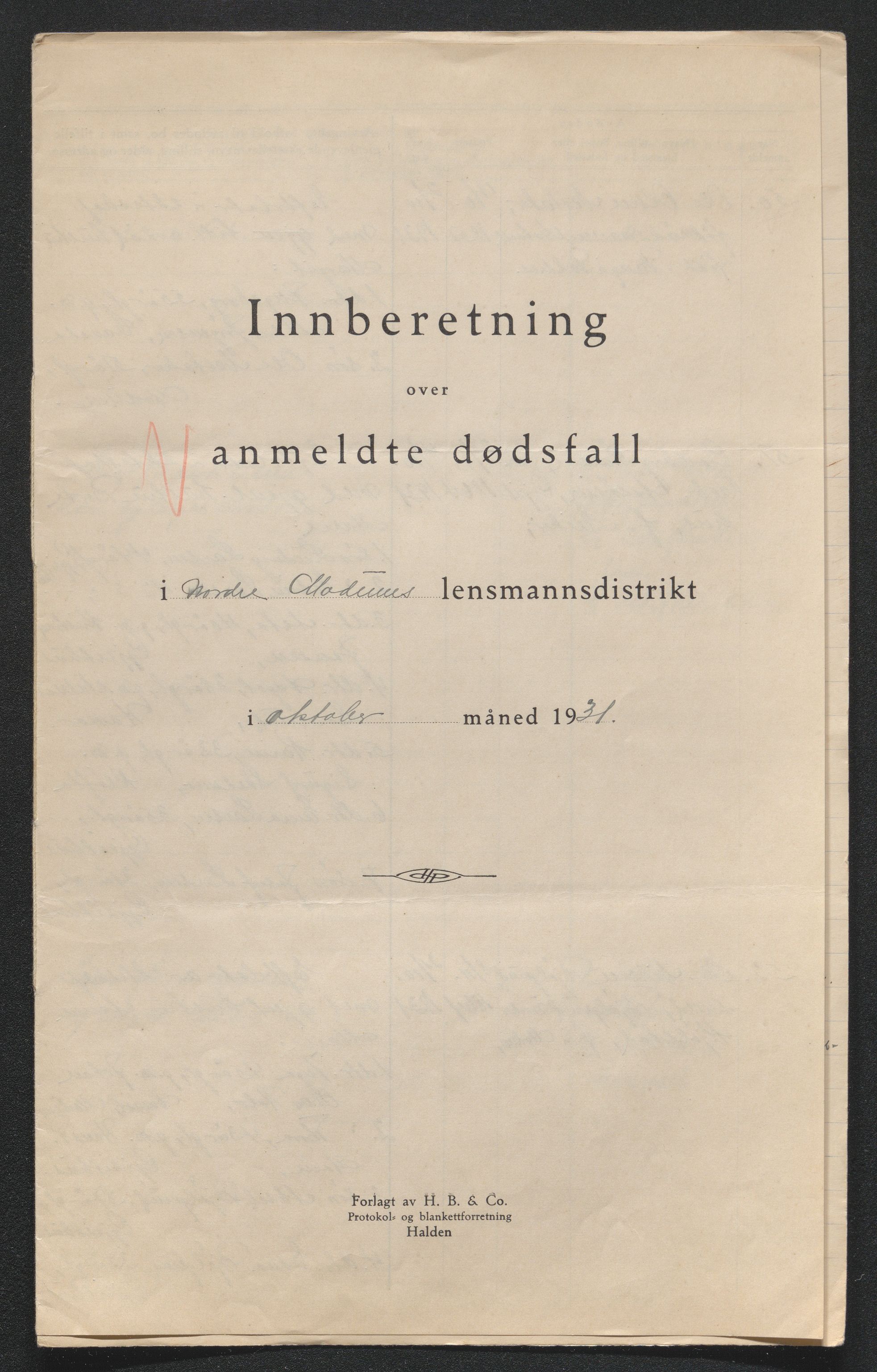 Eiker, Modum og Sigdal sorenskriveri, SAKO/A-123/H/Ha/Hab/L0046: Dødsfallsmeldinger, 1930-1931, p. 1145