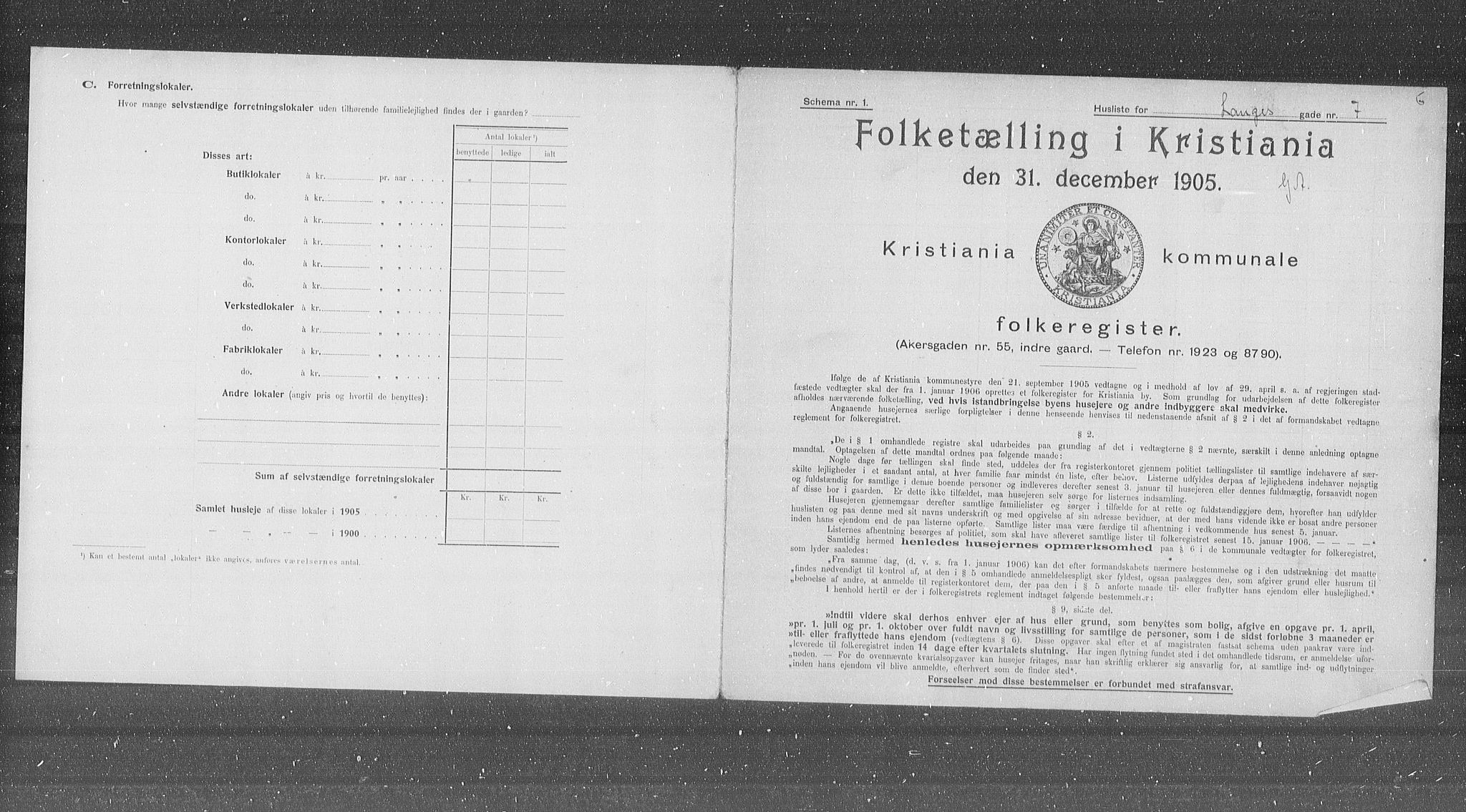 OBA, Municipal Census 1905 for Kristiania, 1905, p. 29569