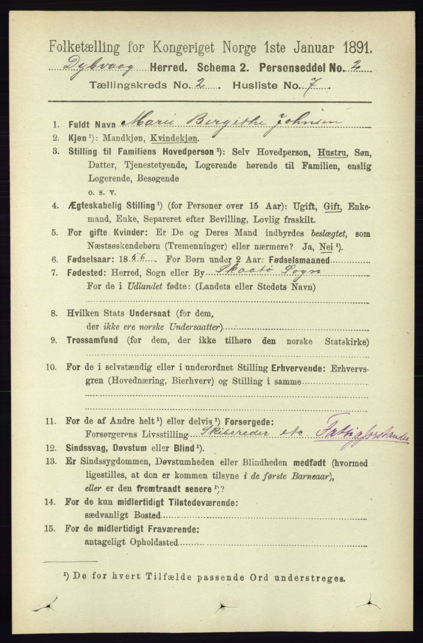 RA, 1891 census for 0915 Dypvåg, 1891, p. 553