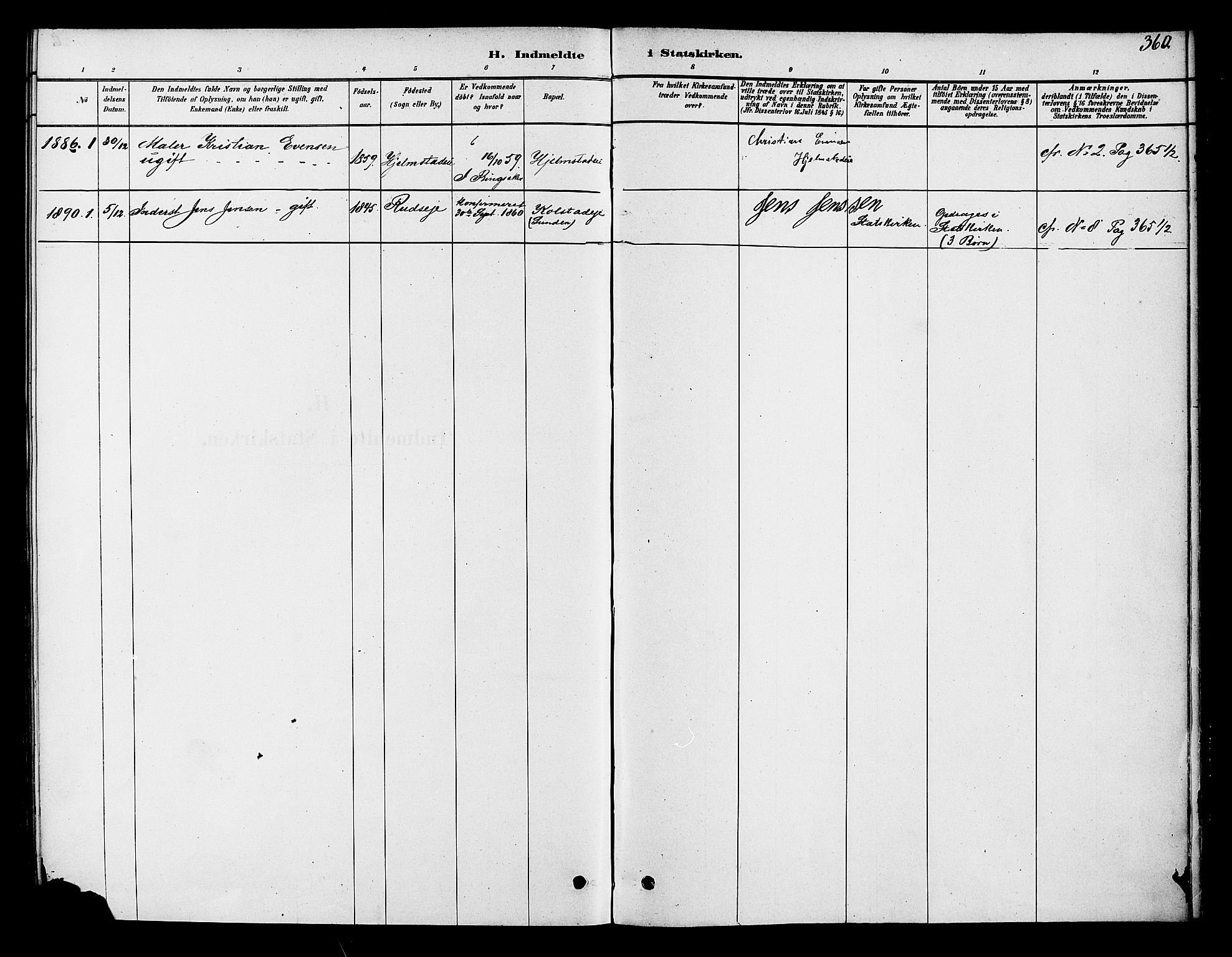 Ringsaker prestekontor, SAH/PREST-014/K/Ka/L0012: Parish register (official) no. 12, 1879-1890, p. 360