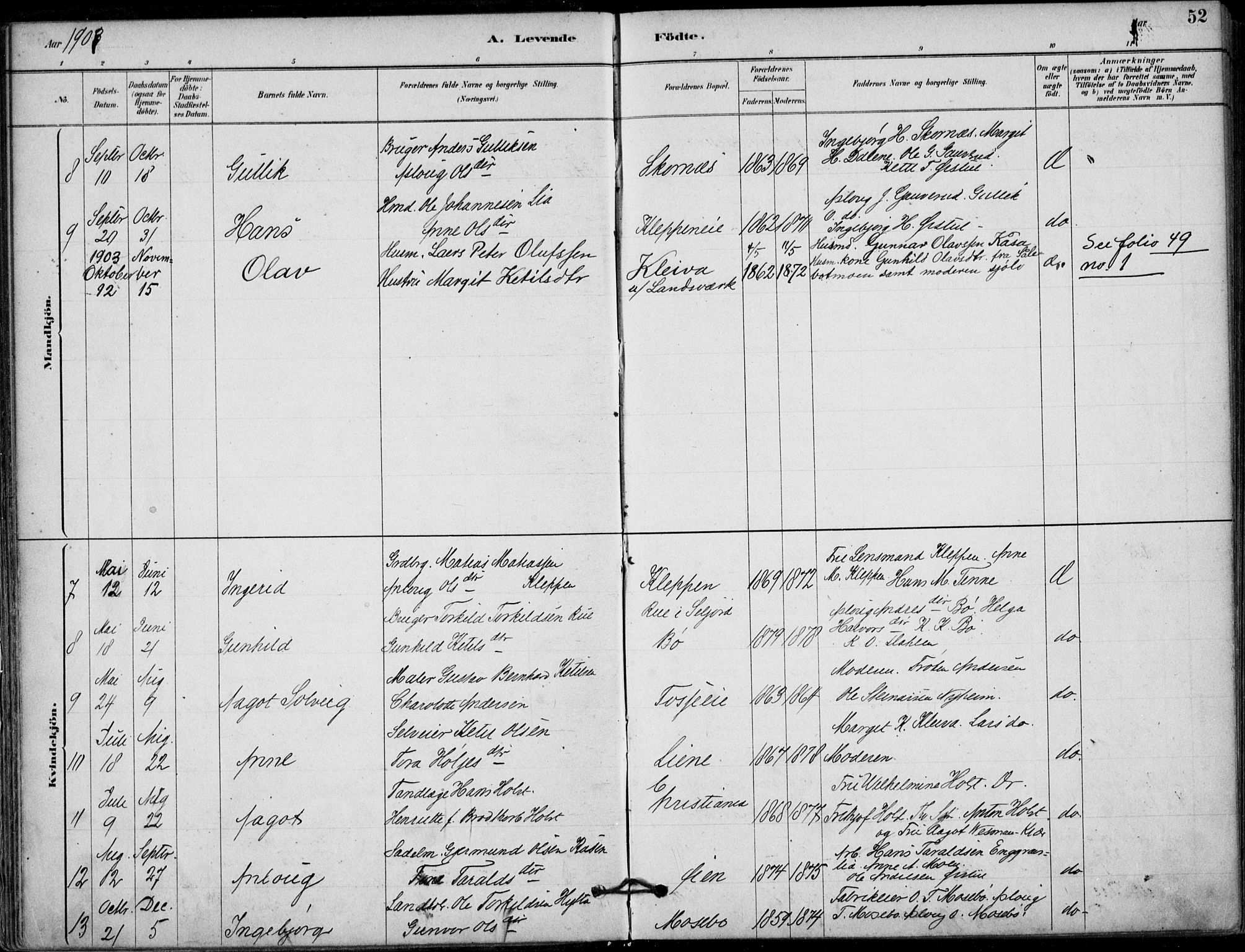 Hjartdal kirkebøker, AV/SAKO-A-270/F/Fb/L0002: Parish register (official) no. II 2, 1880-1932, p. 52