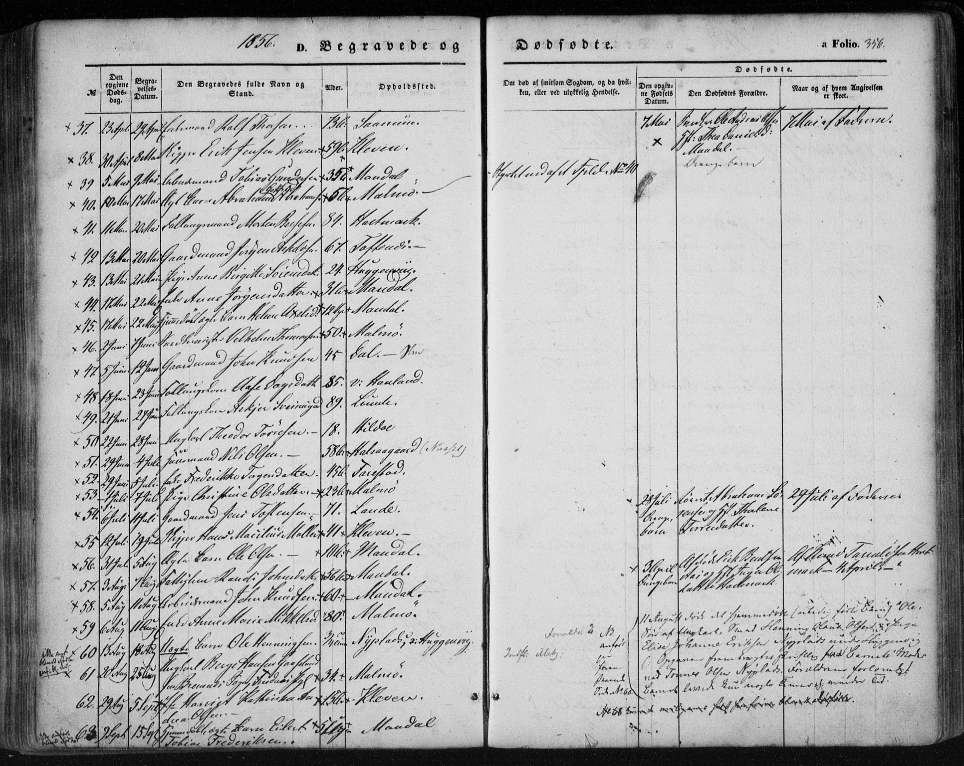 Mandal sokneprestkontor, AV/SAK-1111-0030/F/Fa/Faa/L0013: Parish register (official) no. A 13, 1847-1859, p. 356