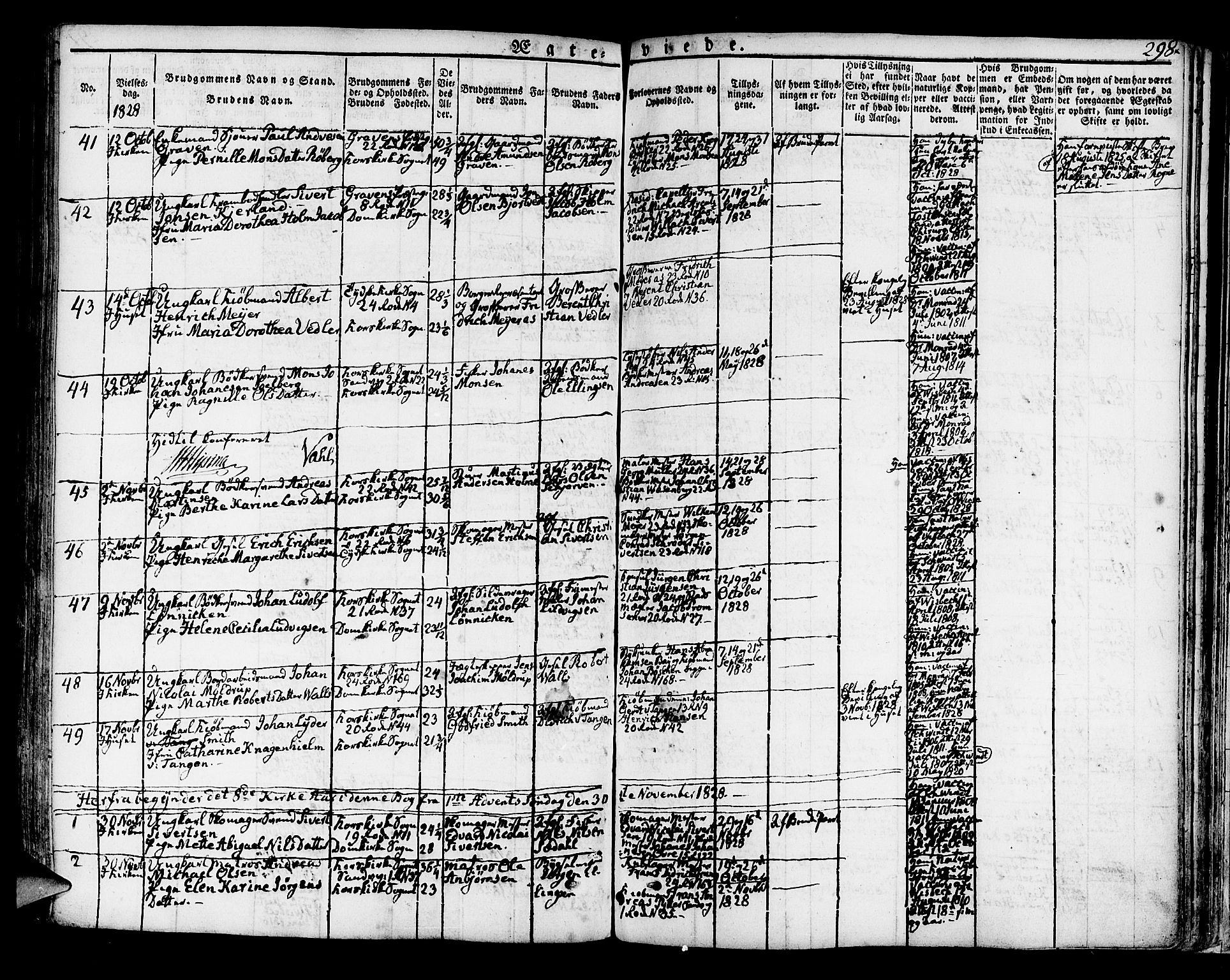 Korskirken sokneprestembete, AV/SAB-A-76101/H/Hab: Parish register (copy) no. A 3, 1821-1831, p. 298