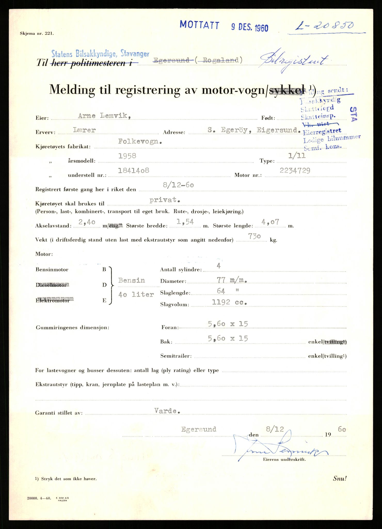 Stavanger trafikkstasjon, SAST/A-101942/0/F/L0037: L-20500 - L-21499, 1930-1971, p. 1215