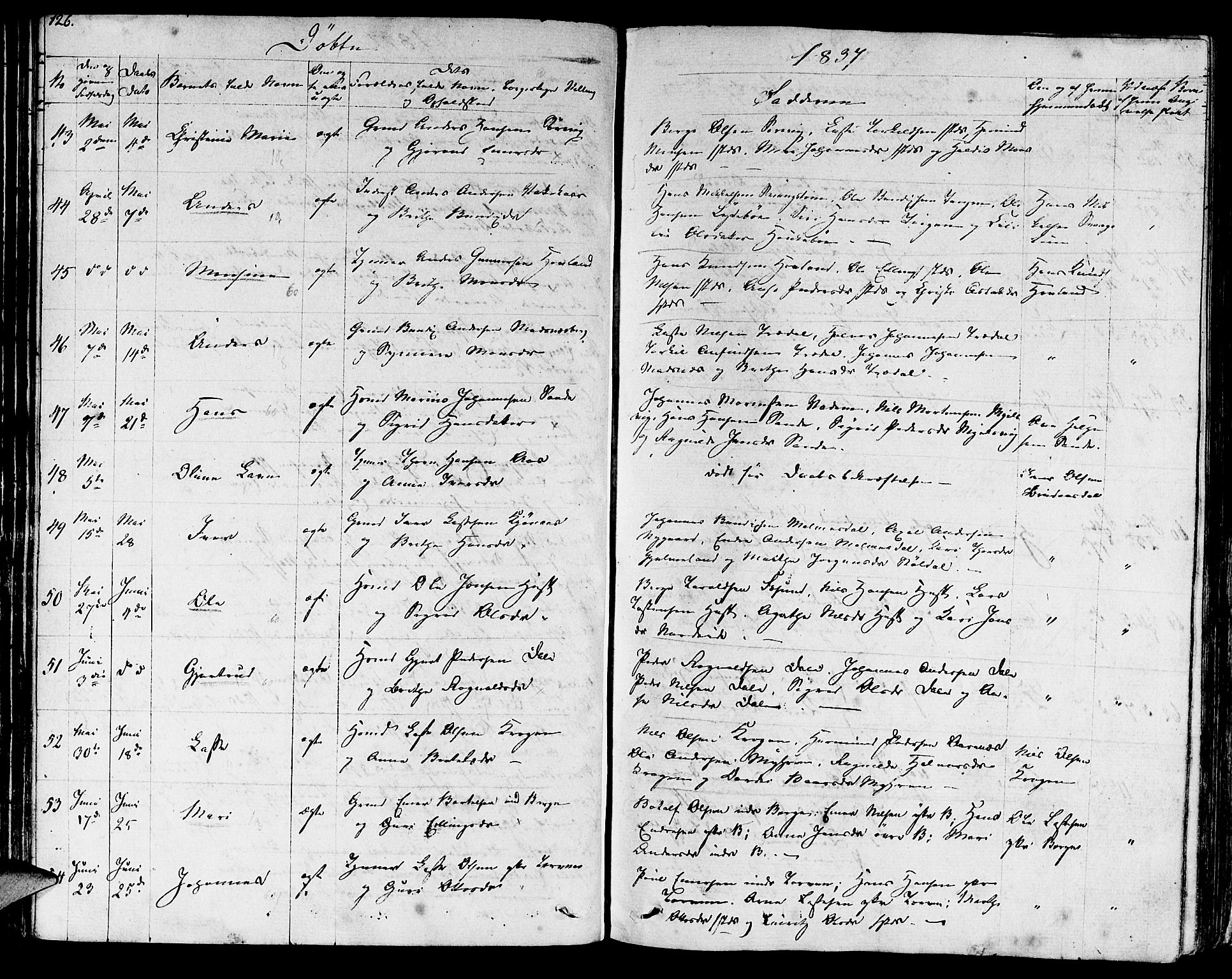 Lavik sokneprestembete, SAB/A-80901: Parish register (official) no. A 2I, 1821-1842, p. 126