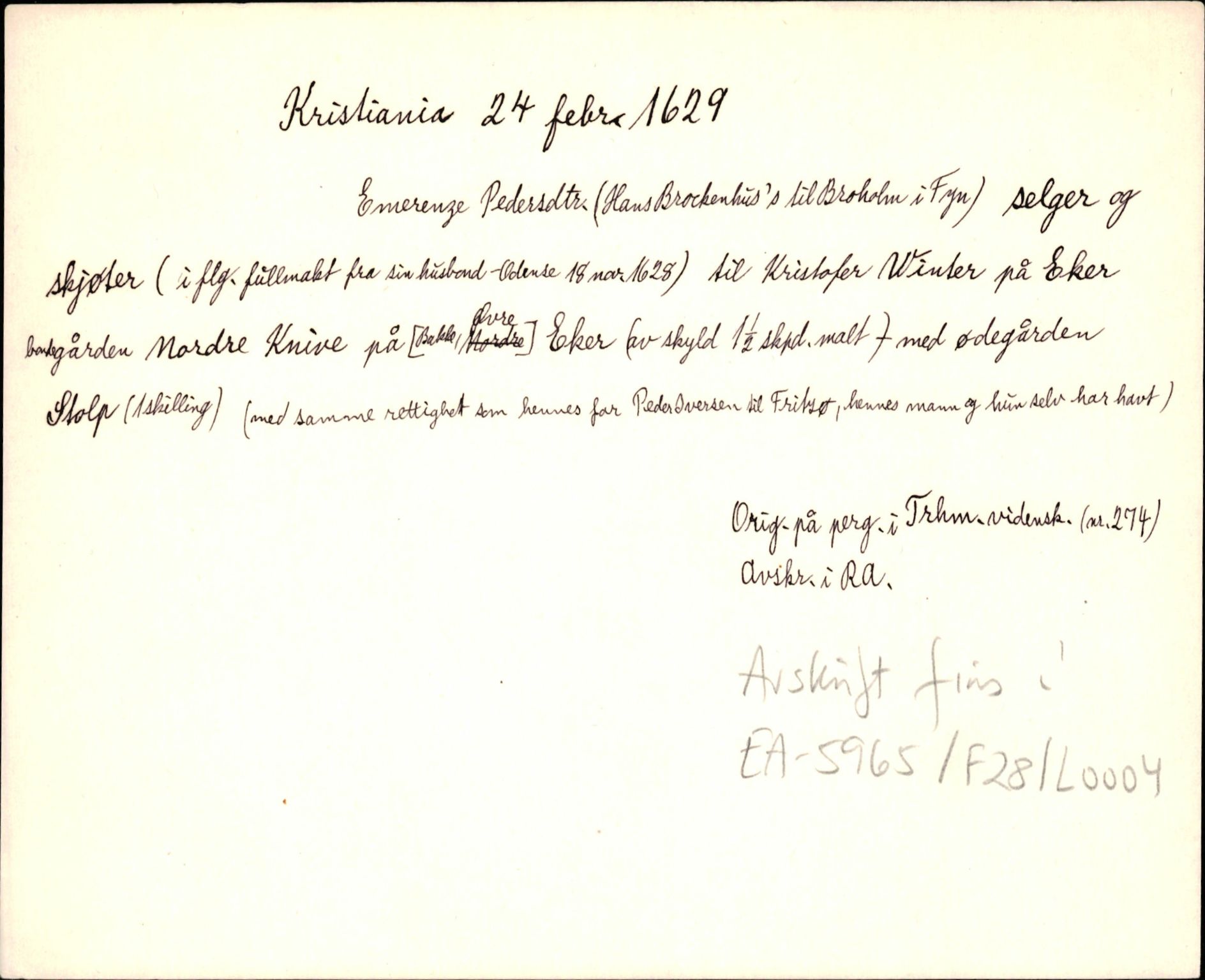 Riksarkivets diplomsamling, AV/RA-EA-5965/F35/F35d/L0003: Innlånte diplomer, seddelregister, 1621-1642, p. 235