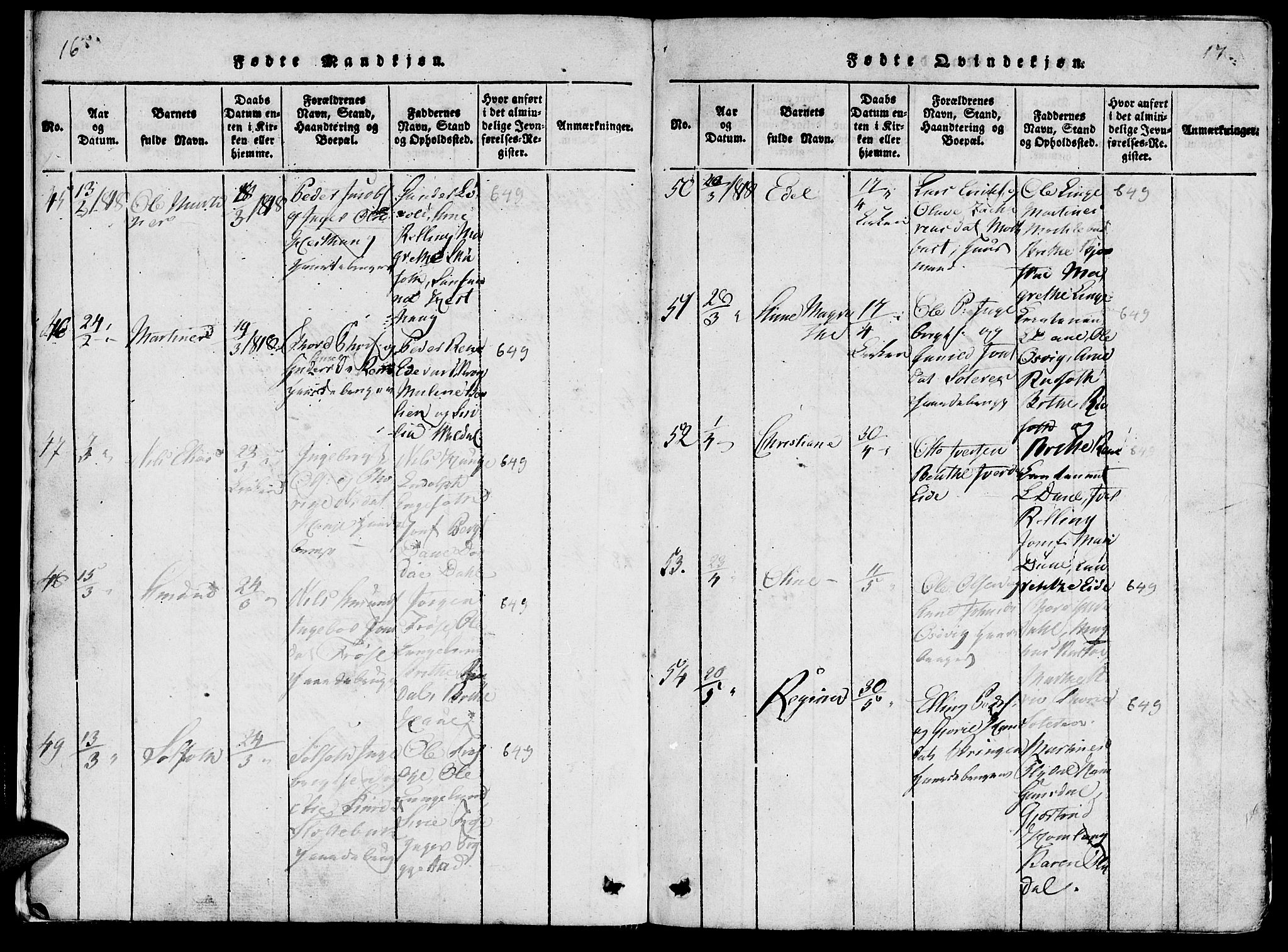 Ministerialprotokoller, klokkerbøker og fødselsregistre - Møre og Romsdal, SAT/A-1454/519/L0260: Parish register (copy) no. 519C01, 1817-1829, p. 16-17