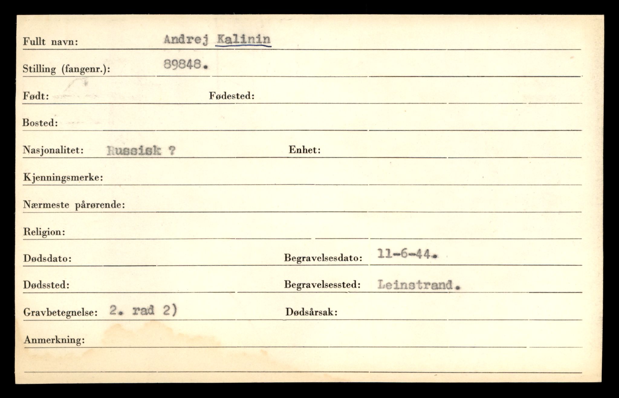 Distriktskontoret for krigsgraver, AV/SAT-A-5030/E/L0005: Kasett/kartotek over falne Britiske og tyske solater, samt andre nasjoners krigsgraver, 1945, p. 1225