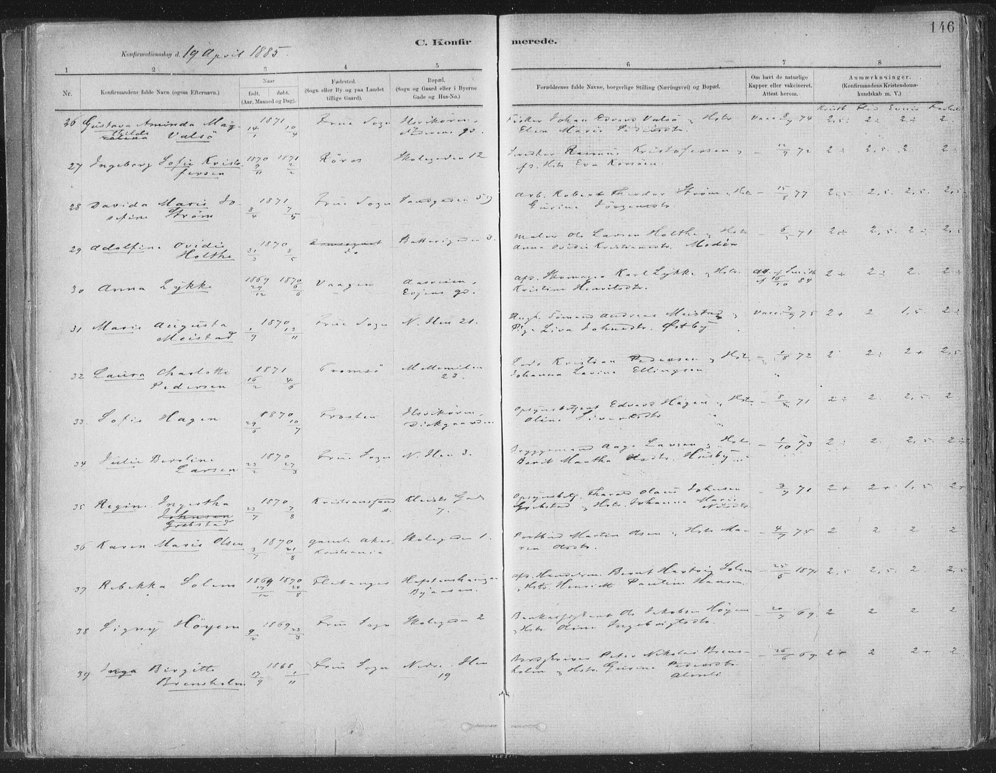 Ministerialprotokoller, klokkerbøker og fødselsregistre - Sør-Trøndelag, SAT/A-1456/603/L0162: Parish register (official) no. 603A01, 1879-1895, p. 146