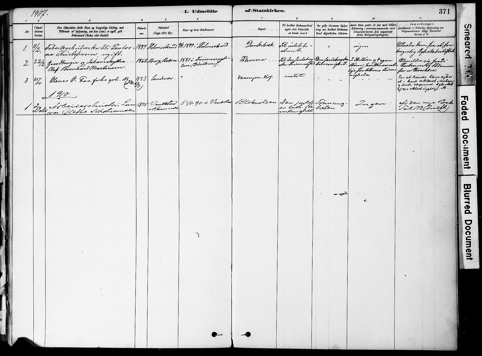 Botne kirkebøker, SAKO/A-340/F/Fa/L0007: Parish register (official) no. I 7, 1878-1910, p. 371