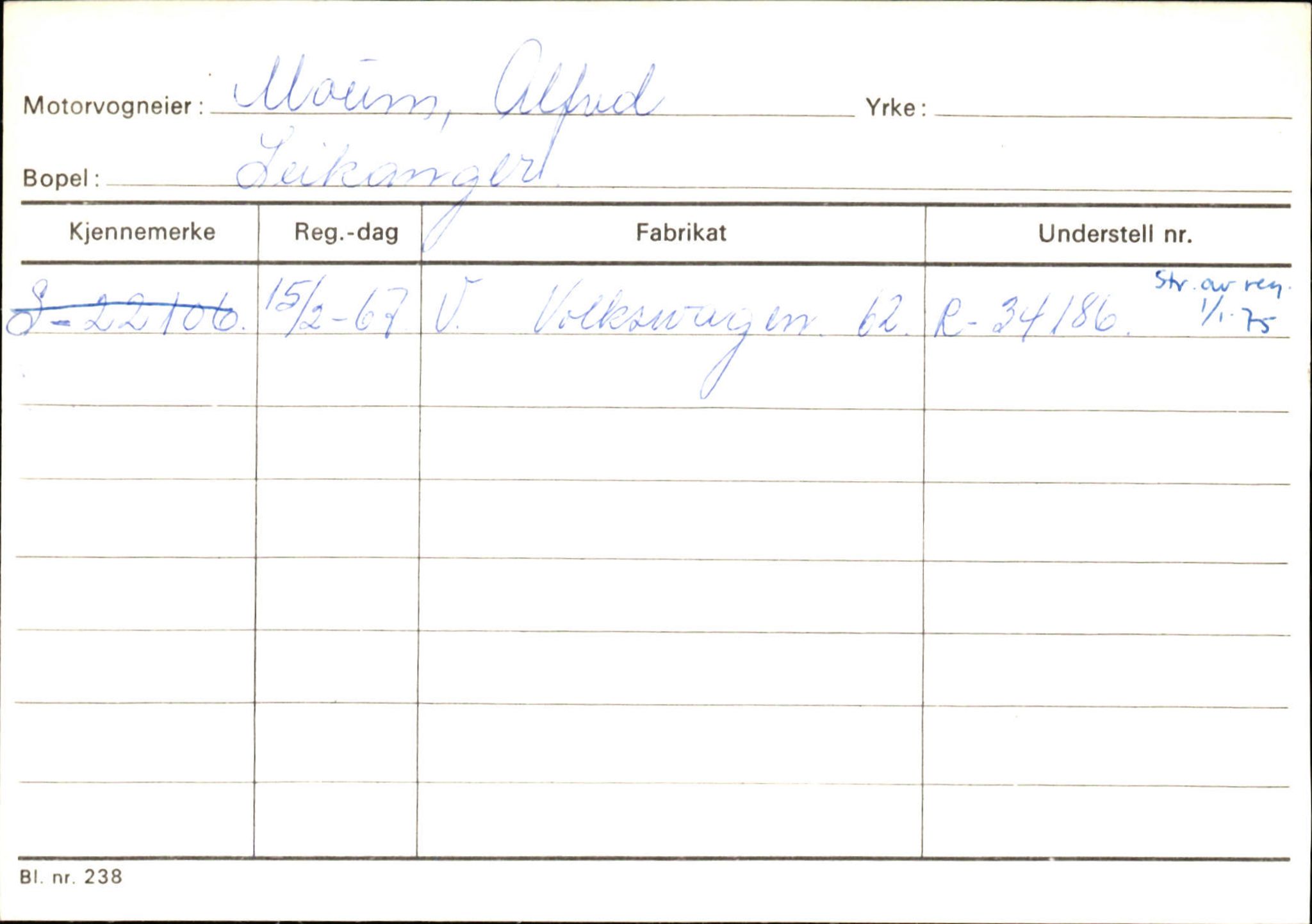 Statens vegvesen, Sogn og Fjordane vegkontor, AV/SAB-A-5301/4/F/L0126: Eigarregister Fjaler M-Å. Leikanger A-Å, 1945-1975, p. 1798