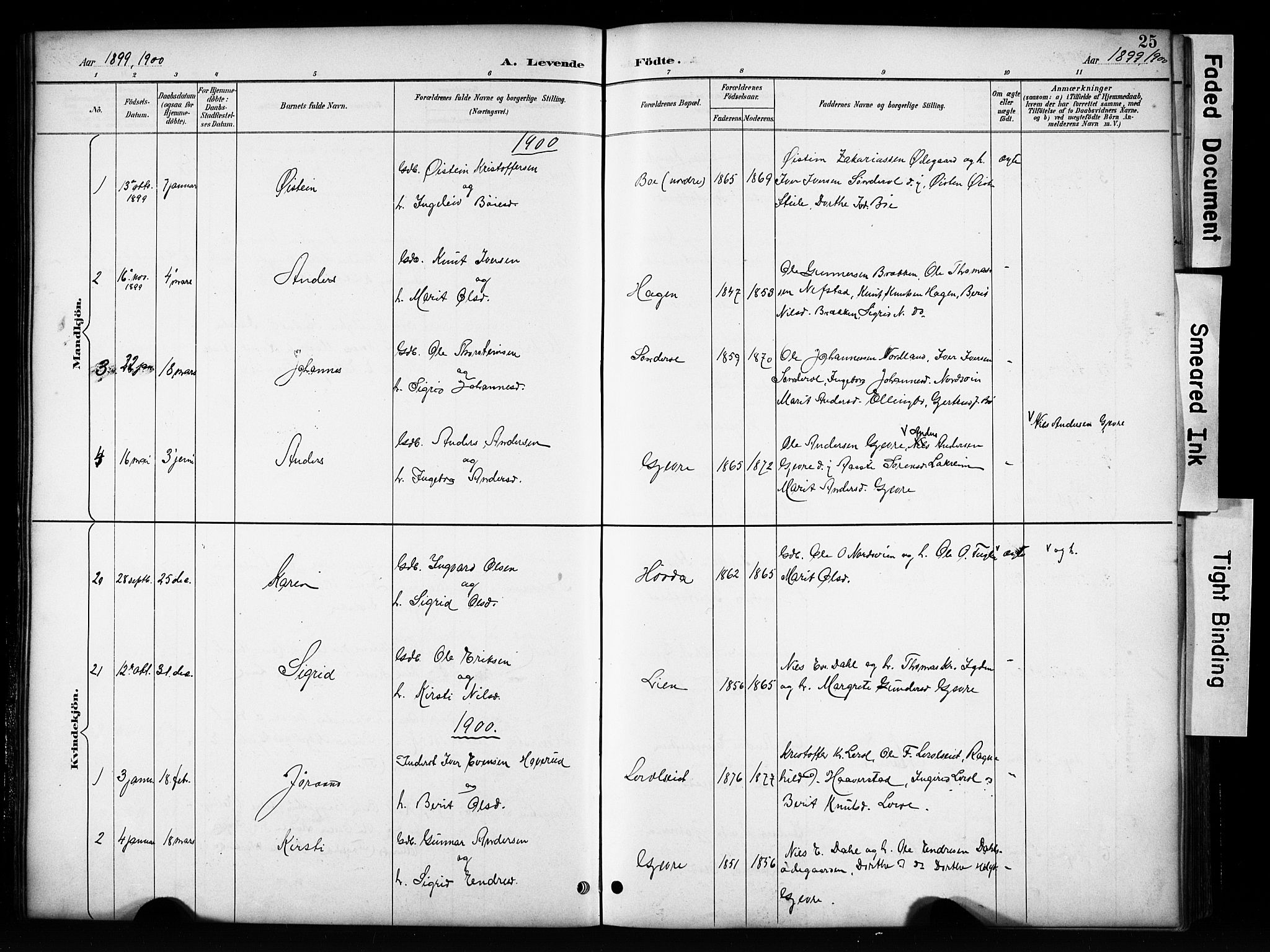 Vang prestekontor, Valdres, SAH/PREST-140/H/Hb/L0006: Parish register (copy) no. 6, 1893-1918, p. 25