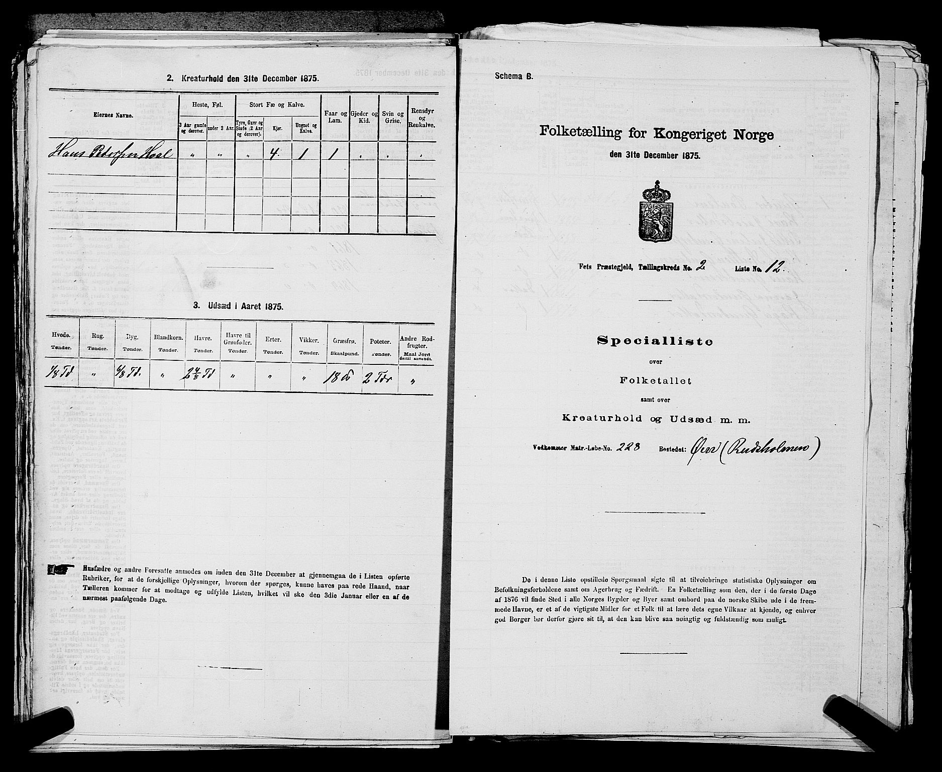 RA, 1875 census for 0227P Fet, 1875, p. 327