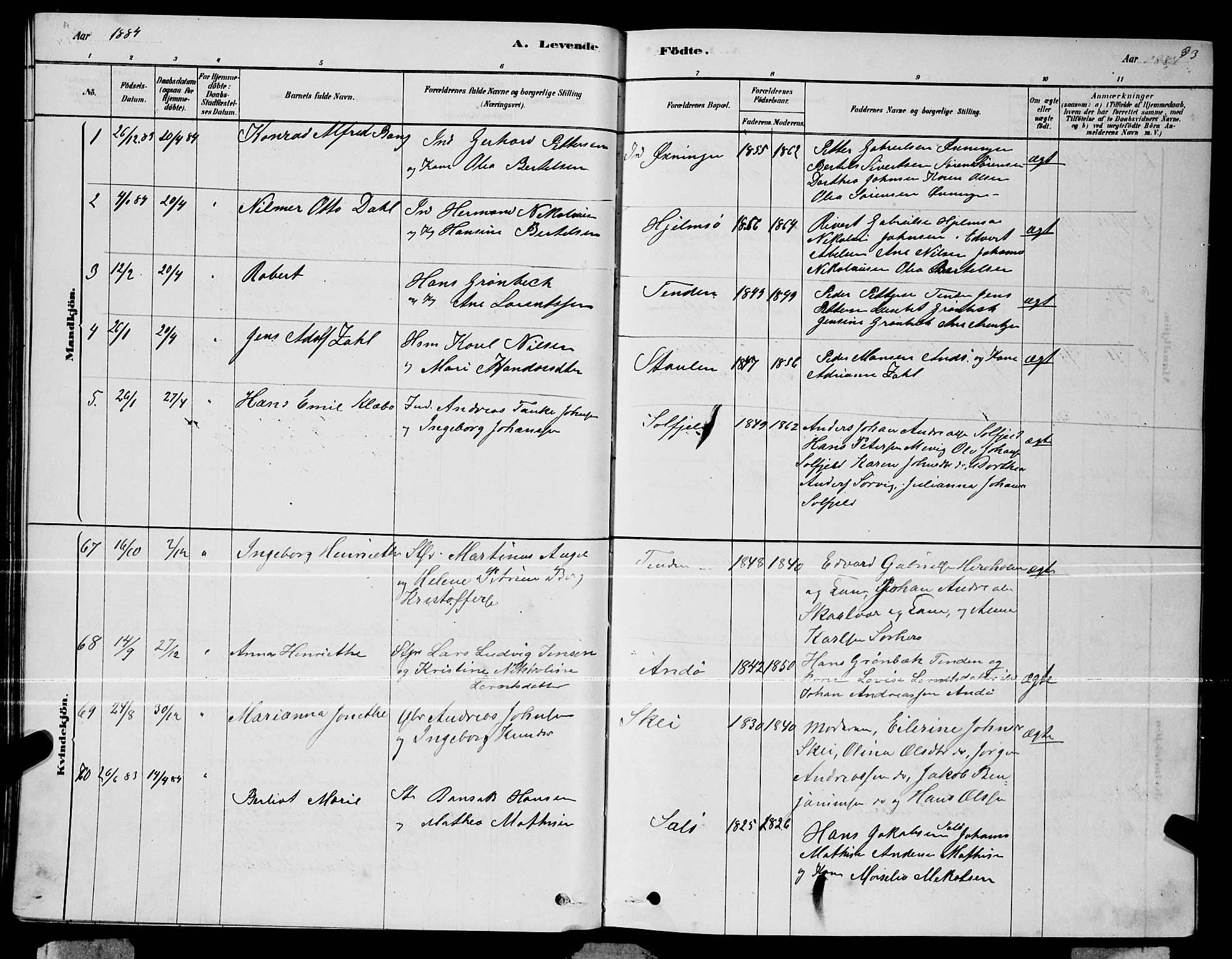 Ministerialprotokoller, klokkerbøker og fødselsregistre - Nordland, AV/SAT-A-1459/834/L0513: Parish register (copy) no. 834C04, 1877-1892, p. 93