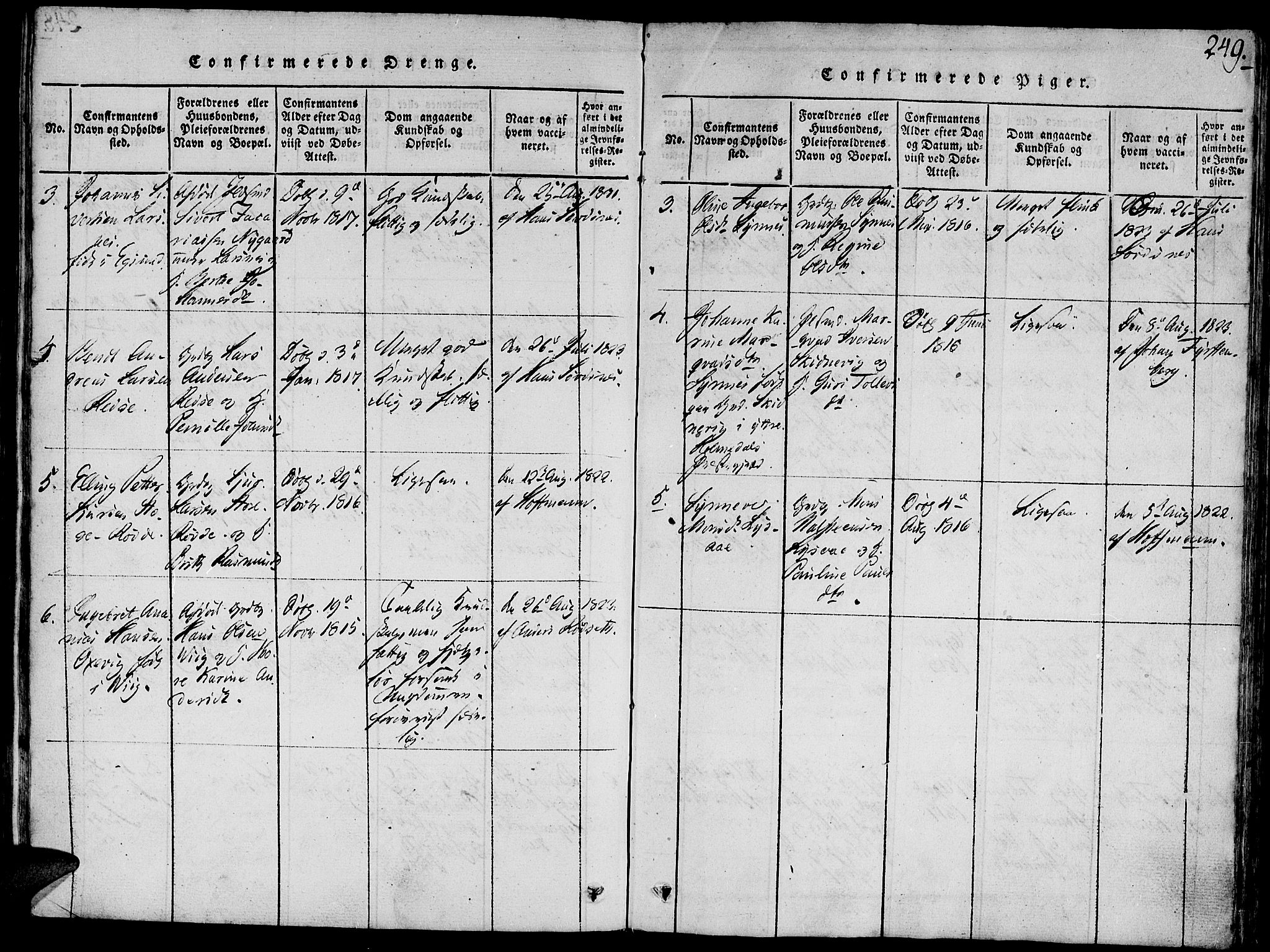 Ministerialprotokoller, klokkerbøker og fødselsregistre - Møre og Romsdal, AV/SAT-A-1454/504/L0054: Parish register (official) no. 504A01, 1816-1861, p. 249