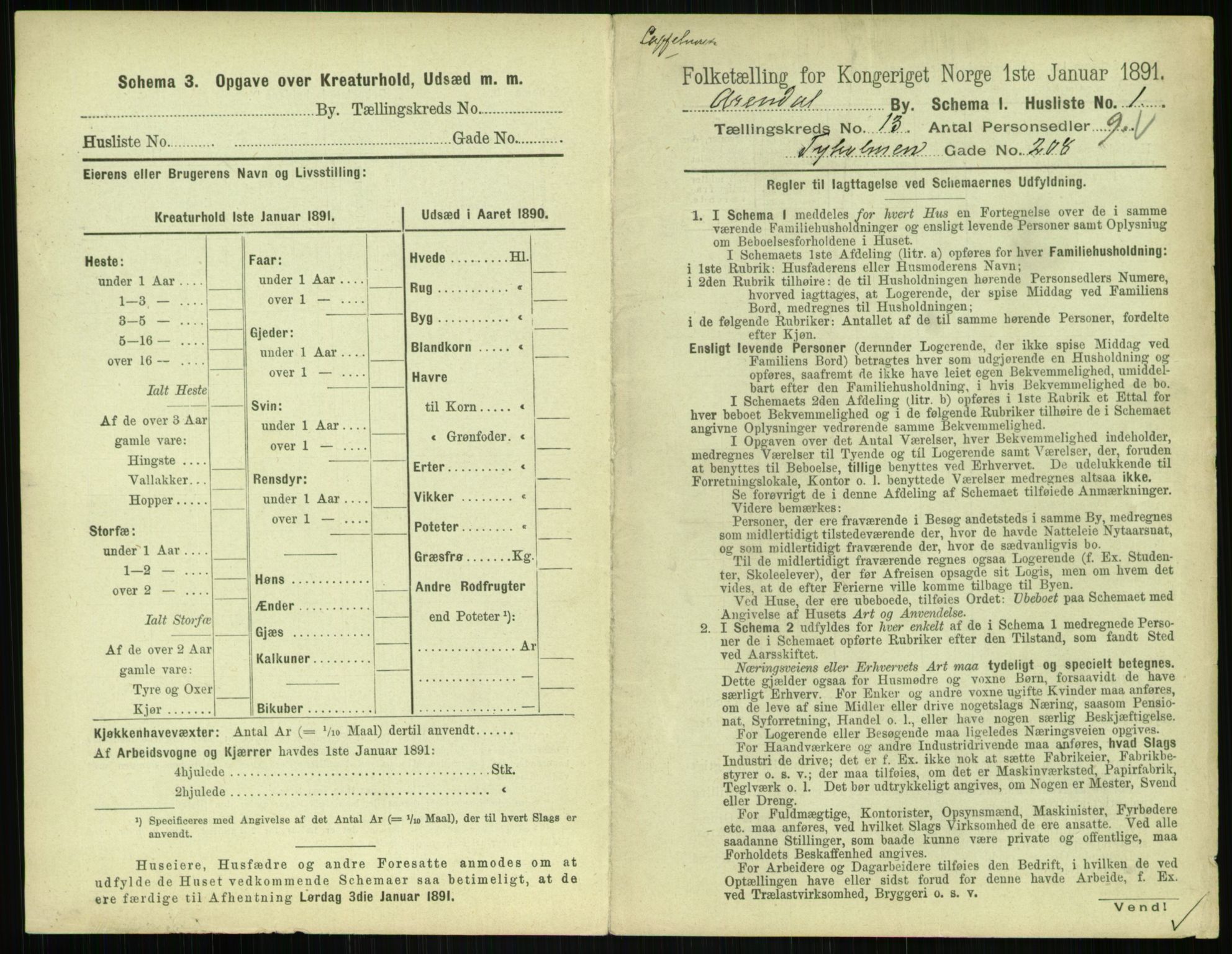 RA, 1891 census for 0903 Arendal, 1891, p. 670