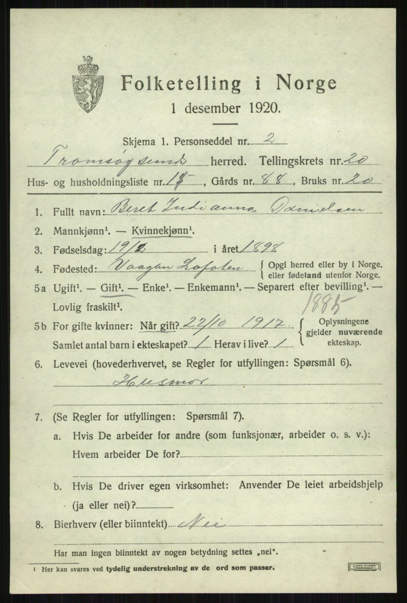 SATØ, 1920 census for Tromsøysund, 1920, p. 10712