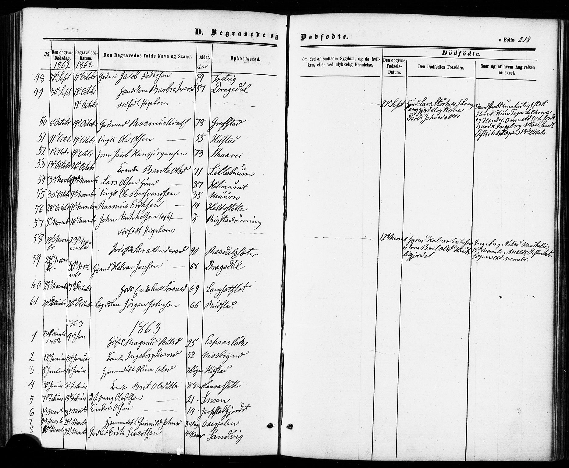 Ministerialprotokoller, klokkerbøker og fødselsregistre - Sør-Trøndelag, SAT/A-1456/672/L0856: Parish register (official) no. 672A08, 1861-1881, p. 218