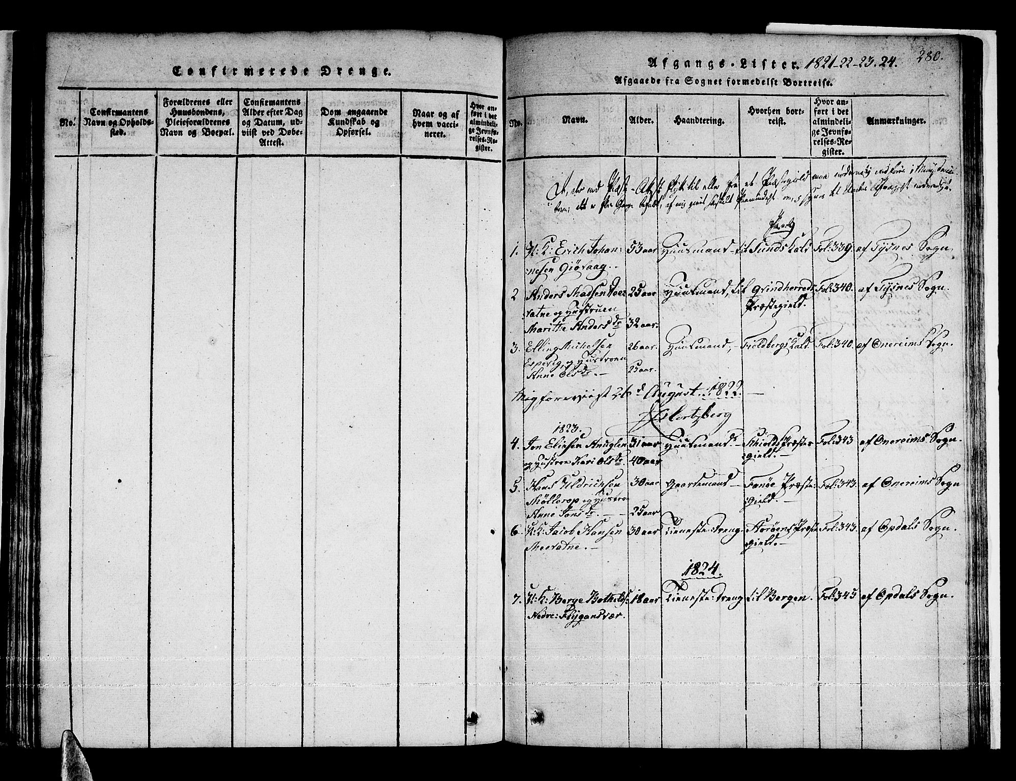 Tysnes sokneprestembete, SAB/A-78601/H/Haa: Parish register (official) no. A 7, 1816-1826, p. 280
