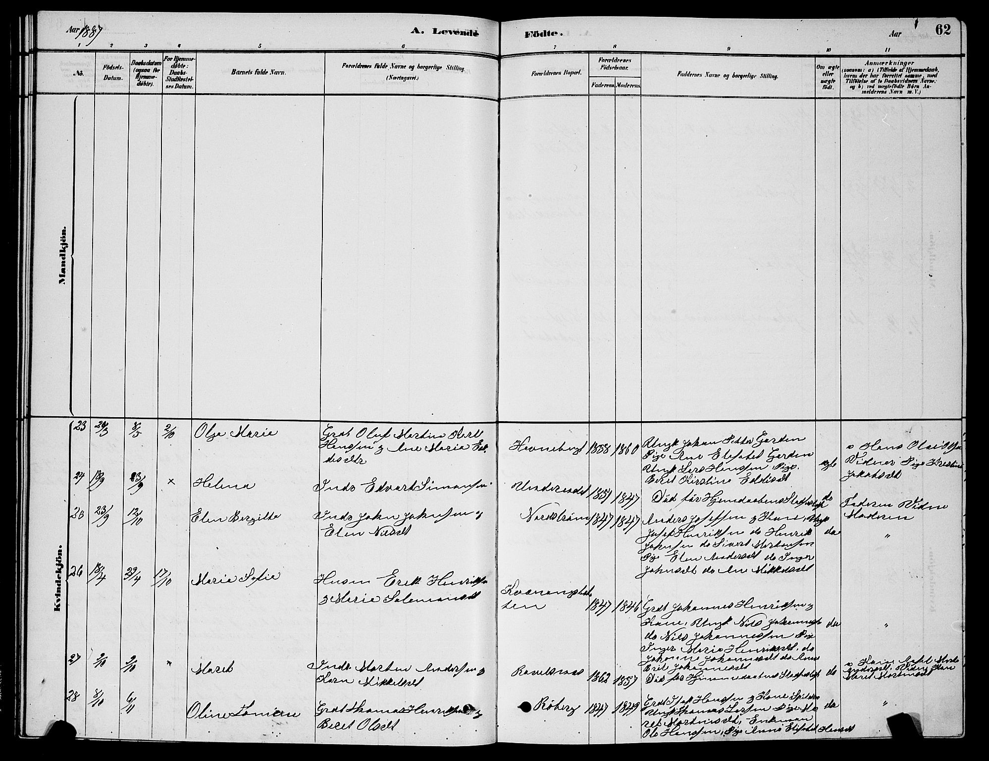 Skjervøy sokneprestkontor, AV/SATØ-S-1300/H/Ha/Hab/L0015klokker: Parish register (copy) no. 15, 1878-1890, p. 62