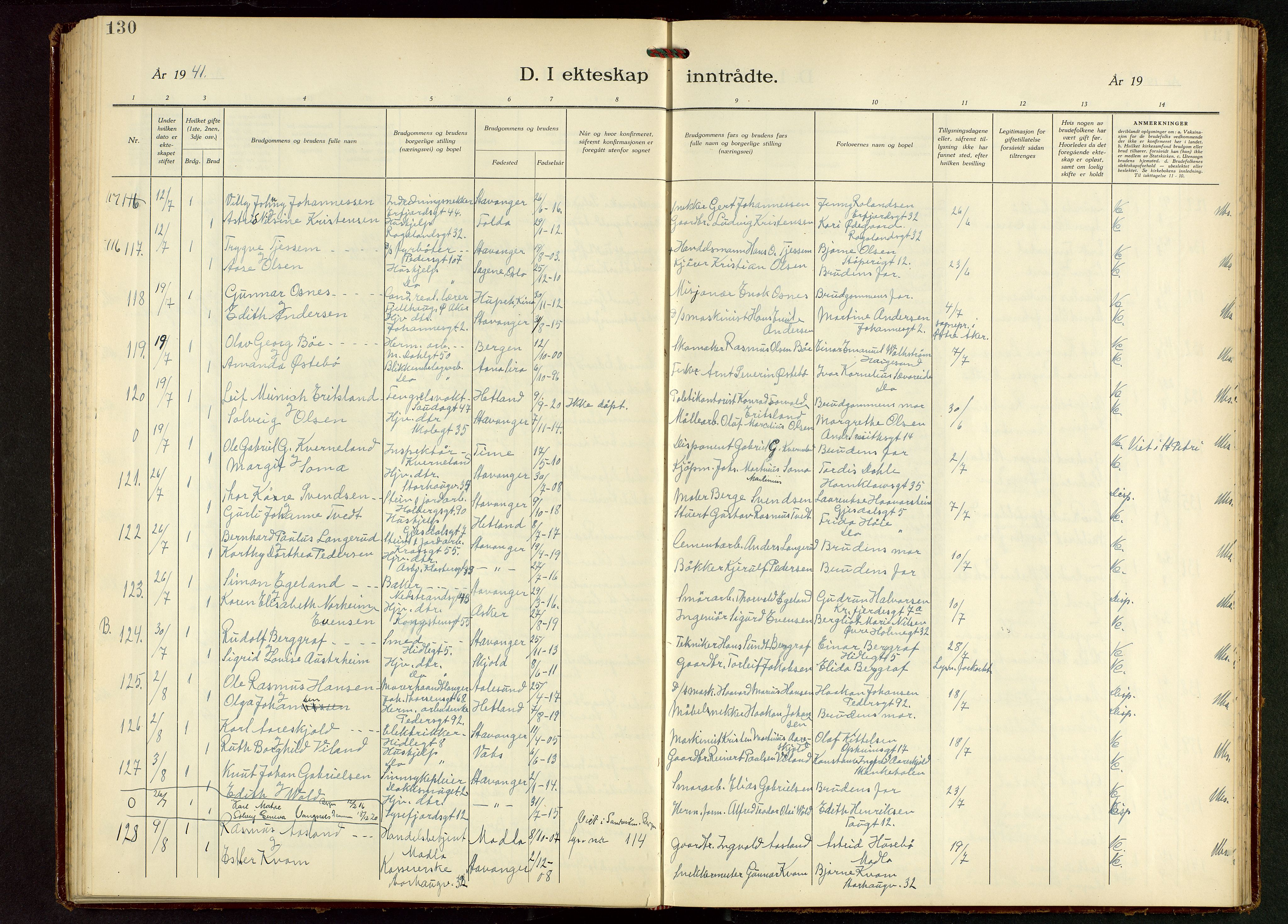St. Johannes sokneprestkontor, SAST/A-101814/001/30/30BB/L0010: Parish register (copy) no. B 10, 1933-1946, p. 130