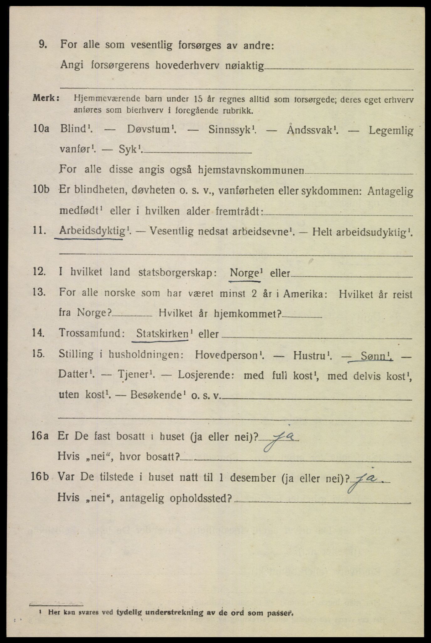 SAK, 1920 census for Åseral, 1920, p. 2421