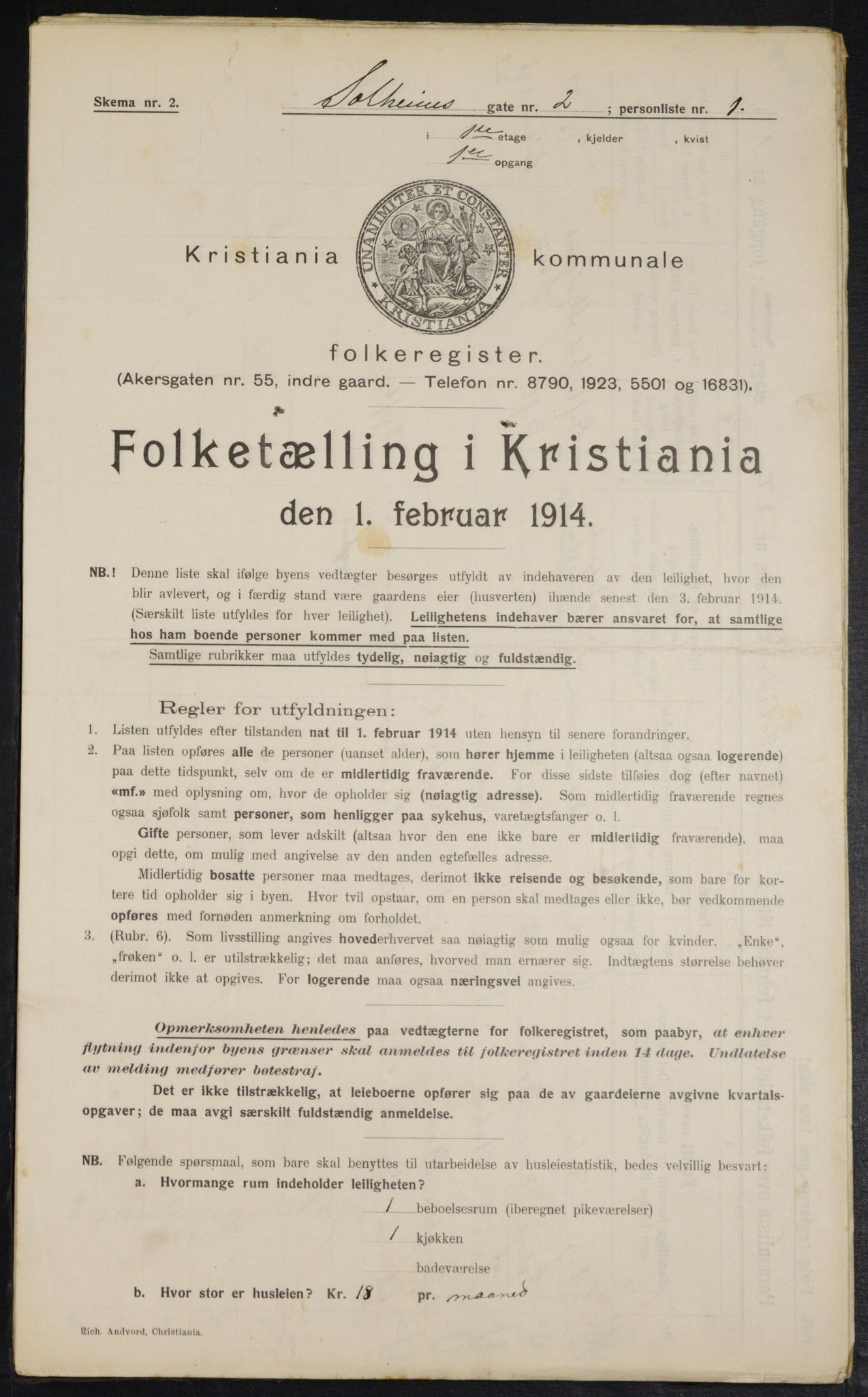 OBA, Municipal Census 1914 for Kristiania, 1914, p. 99390