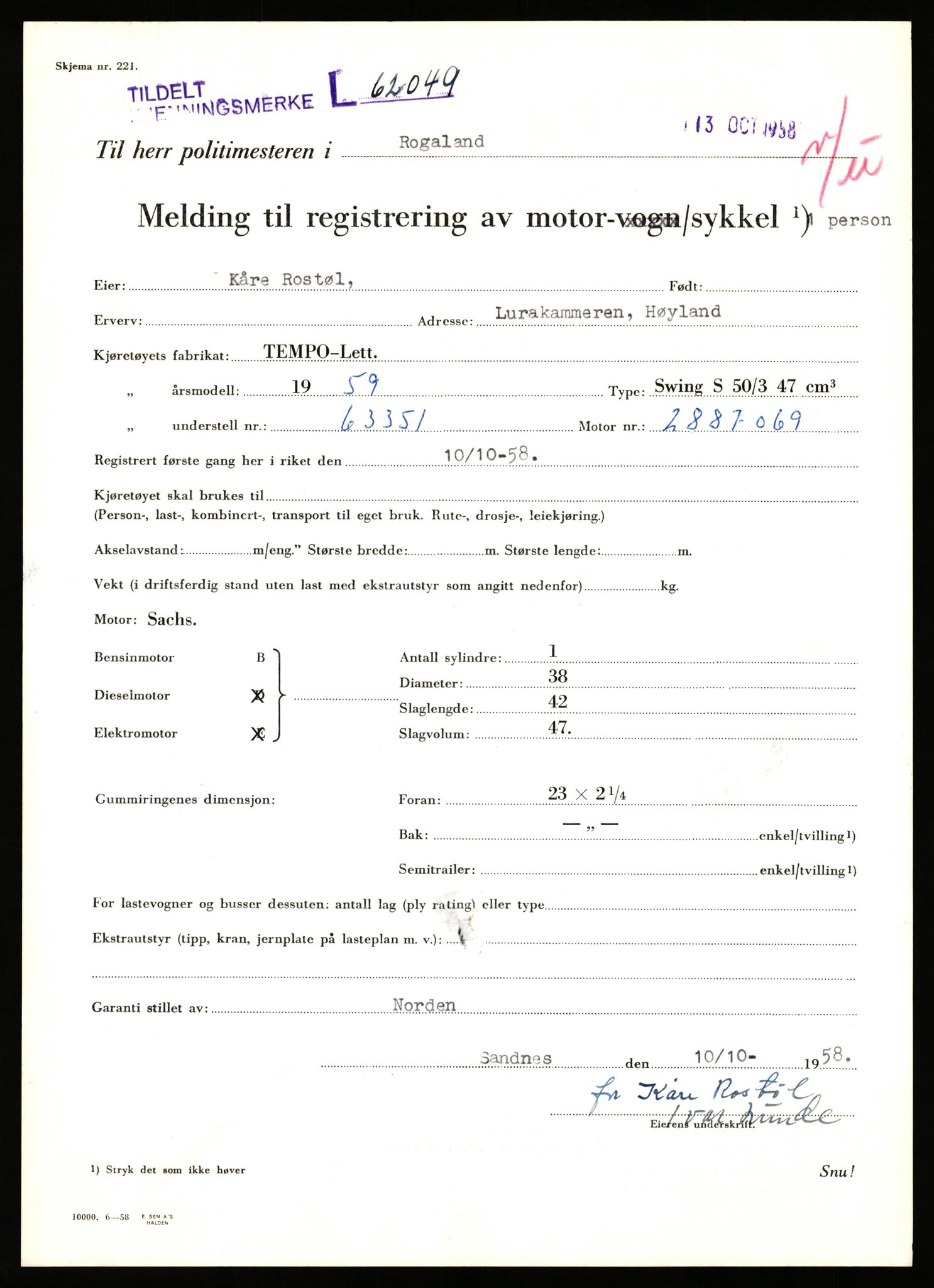 Stavanger trafikkstasjon, AV/SAST-A-101942/0/F/L0062: L-62000 - L-62699, 1930-1971, p. 159