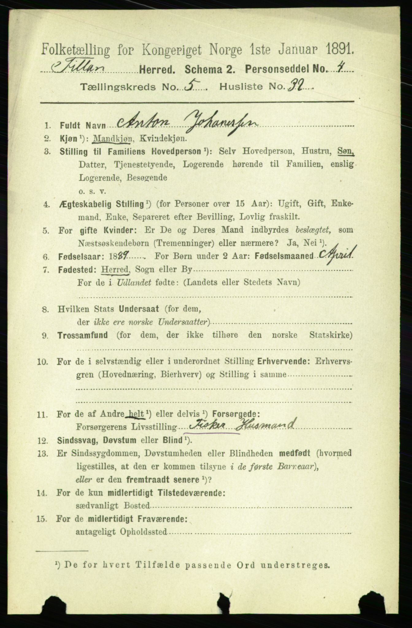 RA, 1891 census for 1616 Fillan, 1891, p. 1213