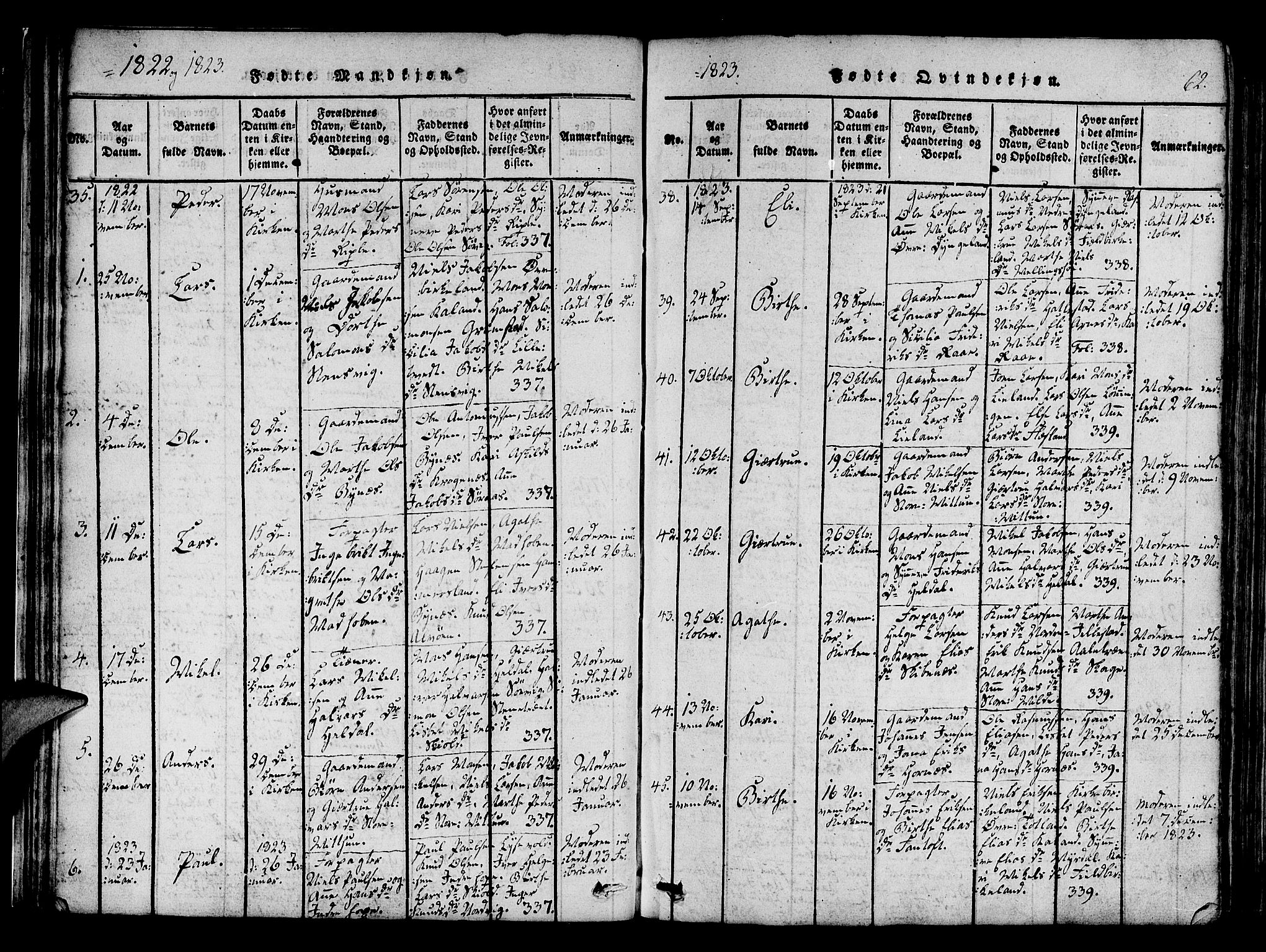 Fana Sokneprestembete, SAB/A-75101/H/Haa/Haaa/L0007: Parish register (official) no. A 7, 1816-1828, p. 62