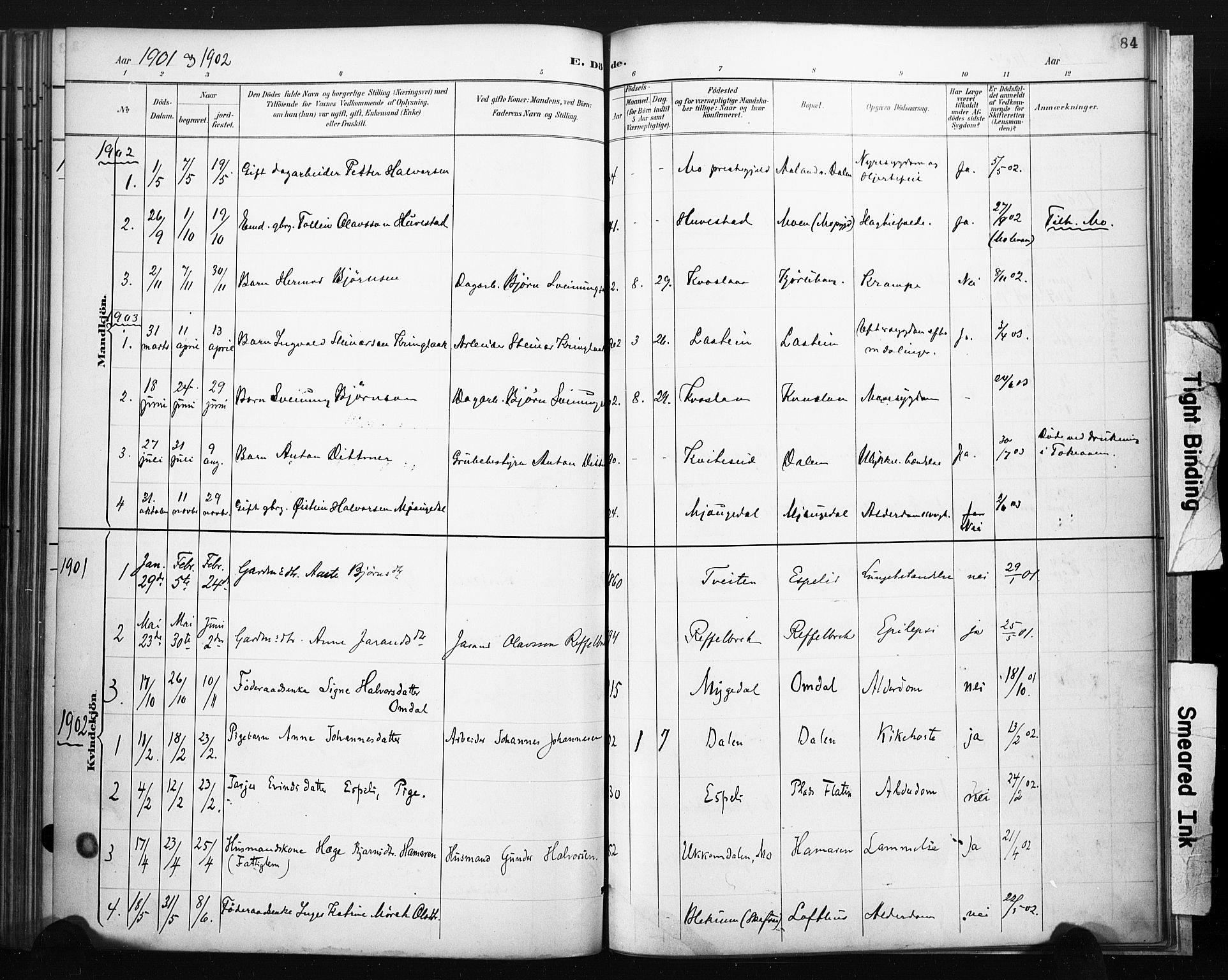 Lårdal kirkebøker, SAKO/A-284/F/Fb/L0002: Parish register (official) no. II 2, 1887-1918, p. 84