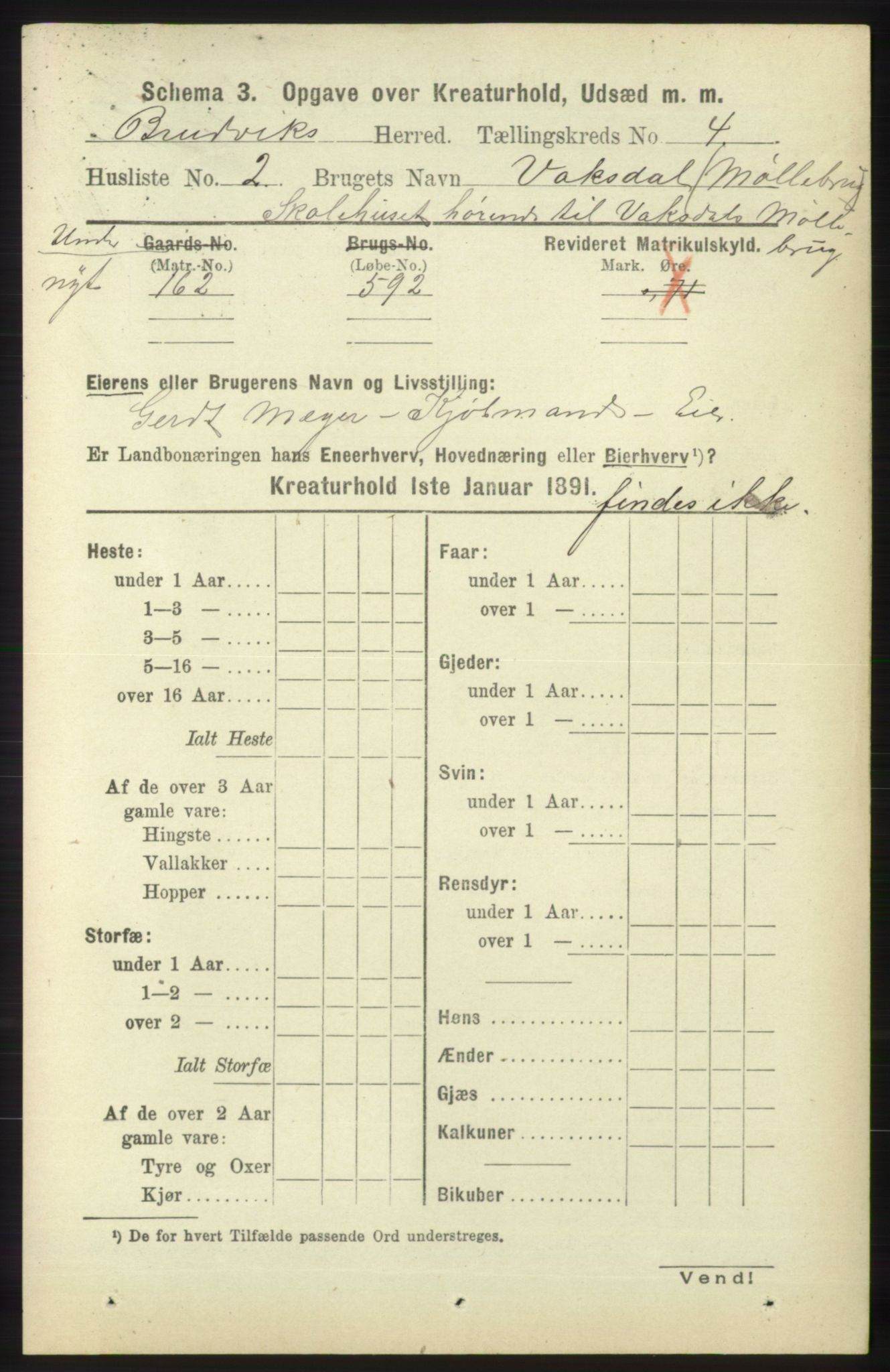 RA, 1891 census for 1251 Bruvik, 1891, p. 4396