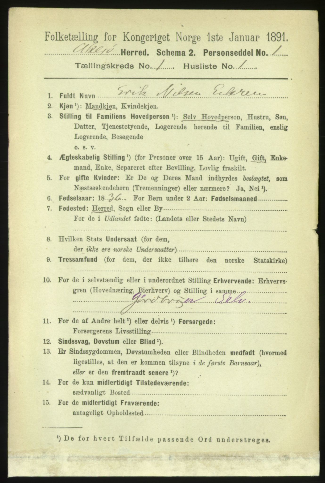 RA, 1891 census for 1545 Aukra, 1891, p. 97