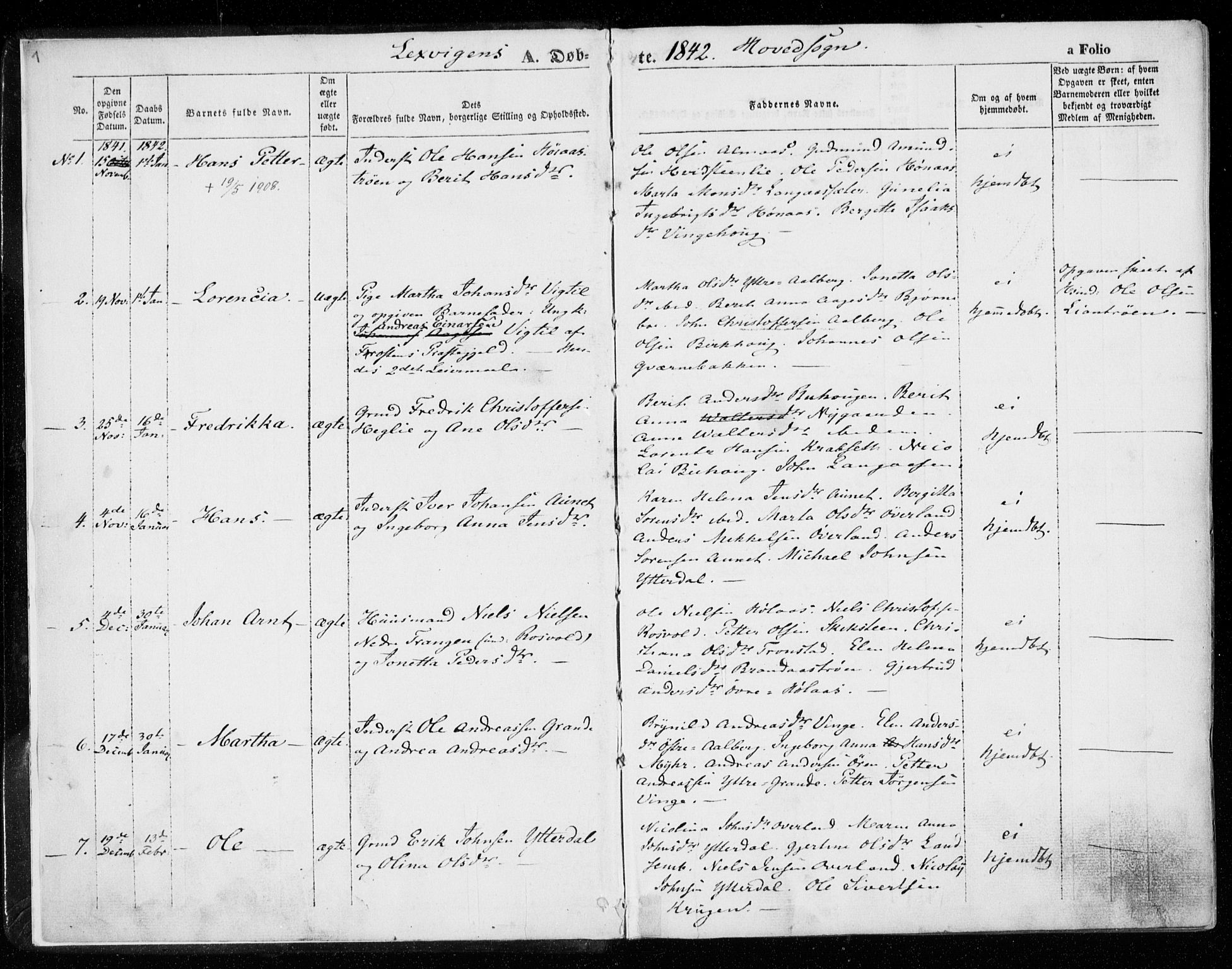 Ministerialprotokoller, klokkerbøker og fødselsregistre - Nord-Trøndelag, SAT/A-1458/701/L0007: Parish register (official) no. 701A07 /1, 1842-1854, p. 1