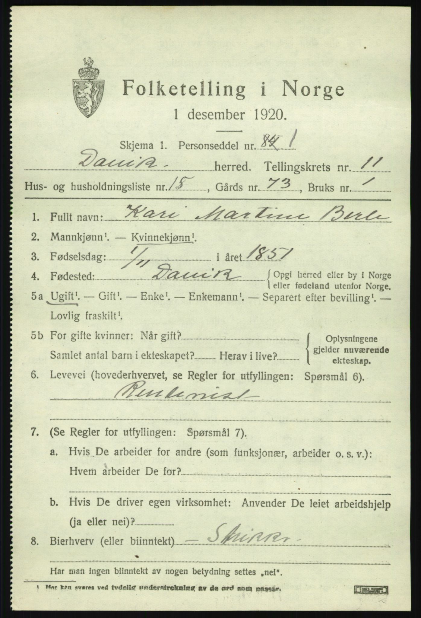 SAB, 1920 census for Davik, 1920, p. 5531