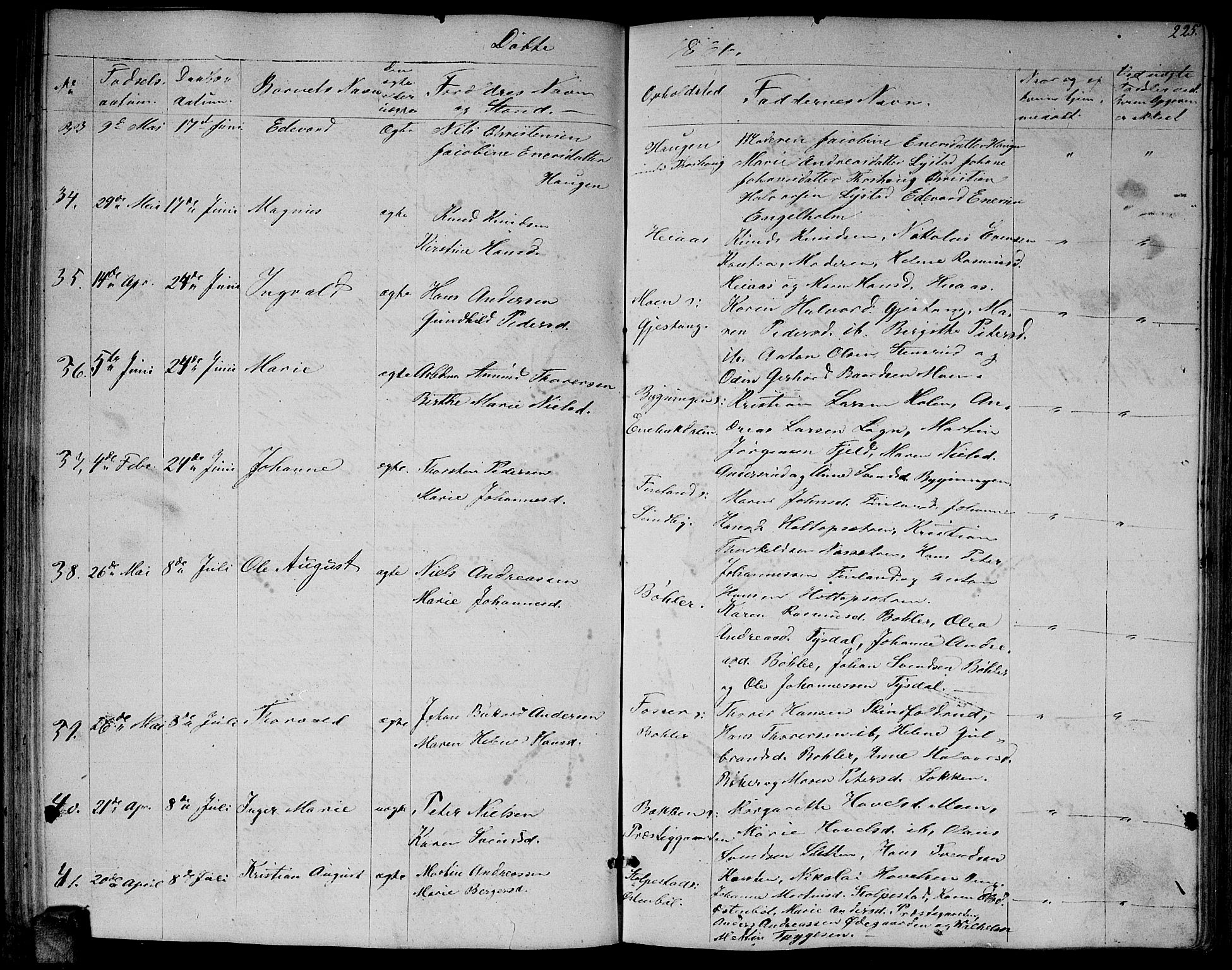 Enebakk prestekontor Kirkebøker, AV/SAO-A-10171c/G/Ga/L0004: Parish register (copy) no. I 4, 1850-1866, p. 225