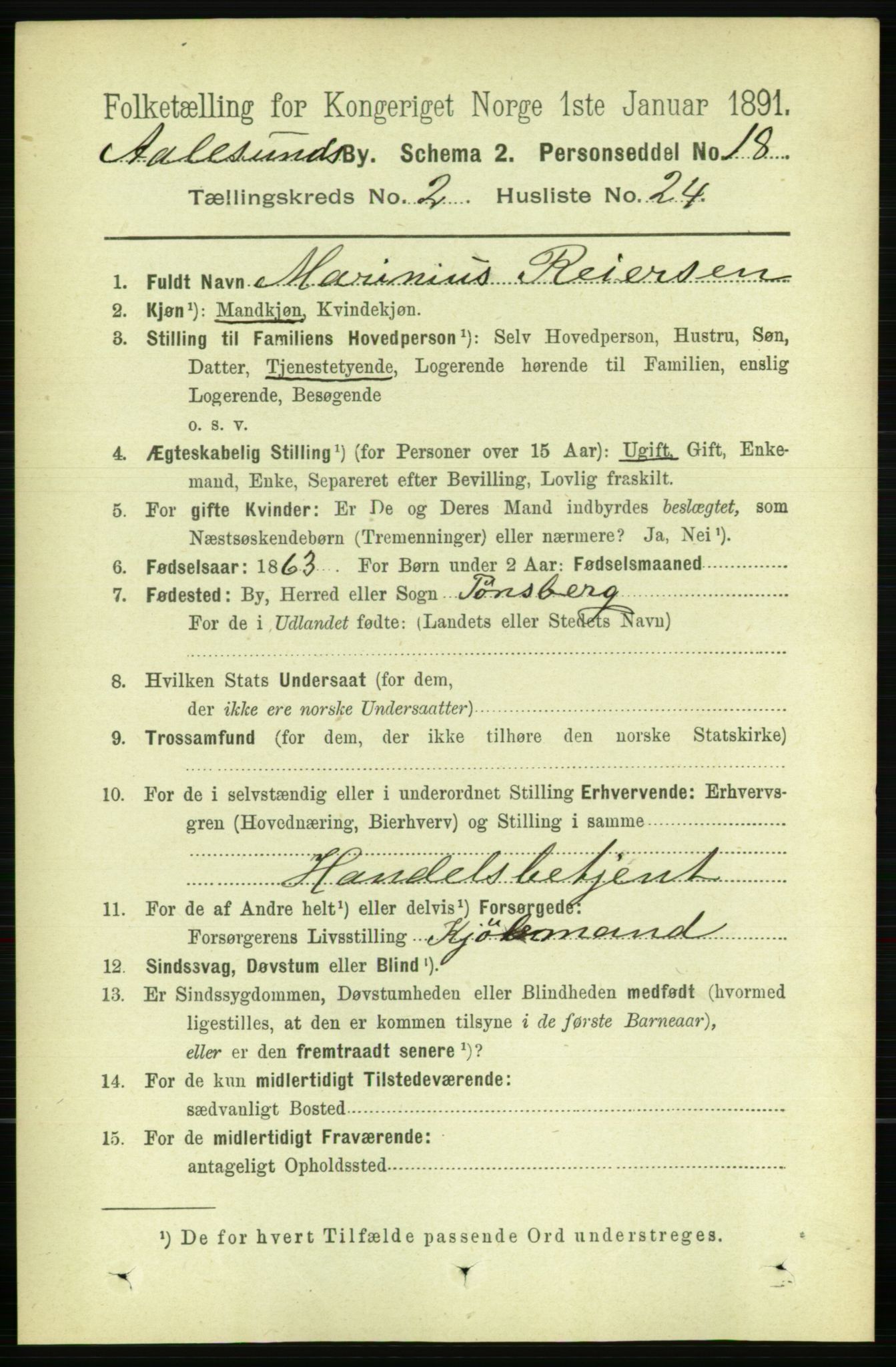 RA, 1891 census for 1501 Ålesund, 1891, p. 2001