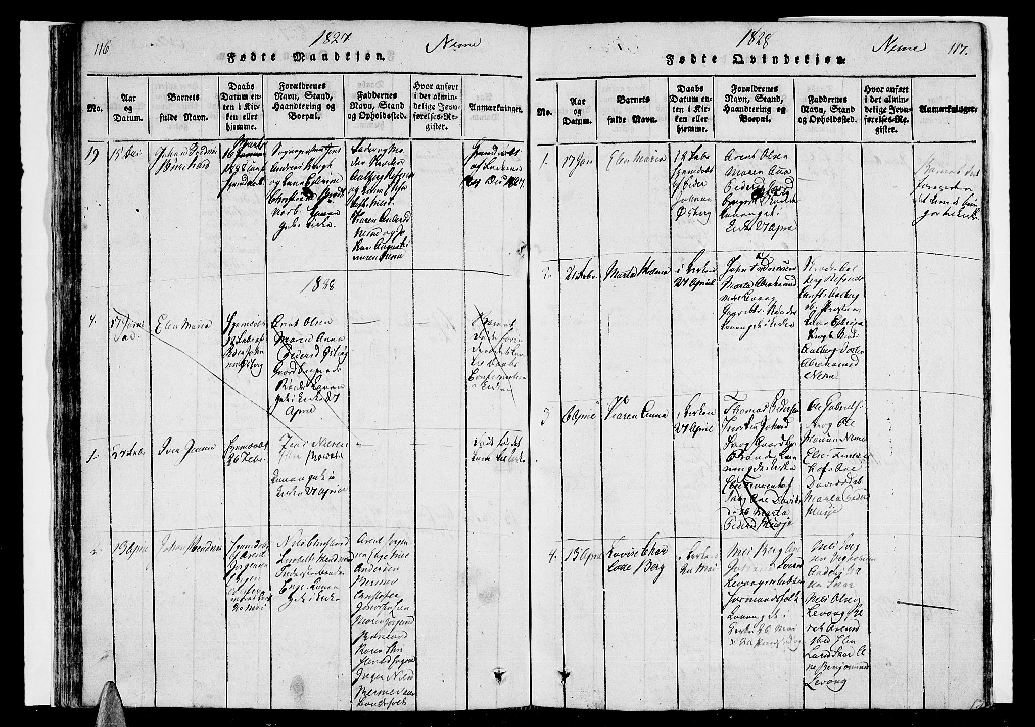 Ministerialprotokoller, klokkerbøker og fødselsregistre - Nordland, AV/SAT-A-1459/838/L0546: Parish register (official) no. 838A05 /1, 1820-1828, p. 116-117