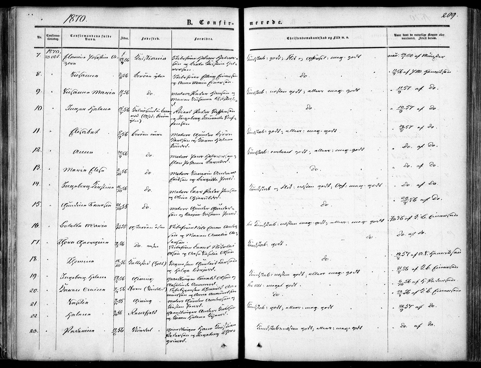 Dypvåg sokneprestkontor, AV/SAK-1111-0007/F/Fa/Faa/L0006: Parish register (official) no. A 6, 1855-1872, p. 209