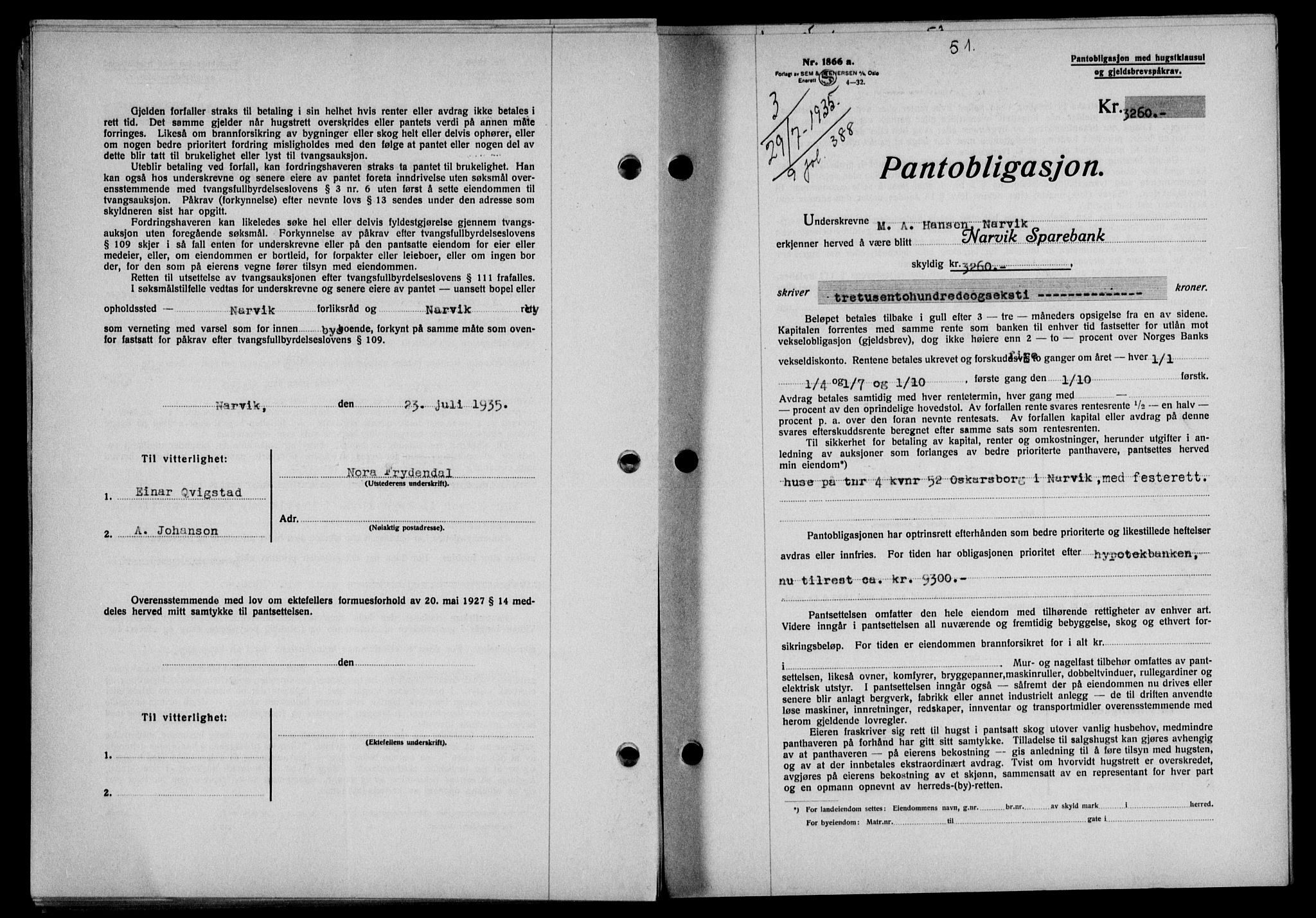 Narvik sorenskriveri, SAT/A-0002/1/2/2C/2Ca/L0011: Mortgage book no. 14, 1935-1937, Deed date: 29.07.1935