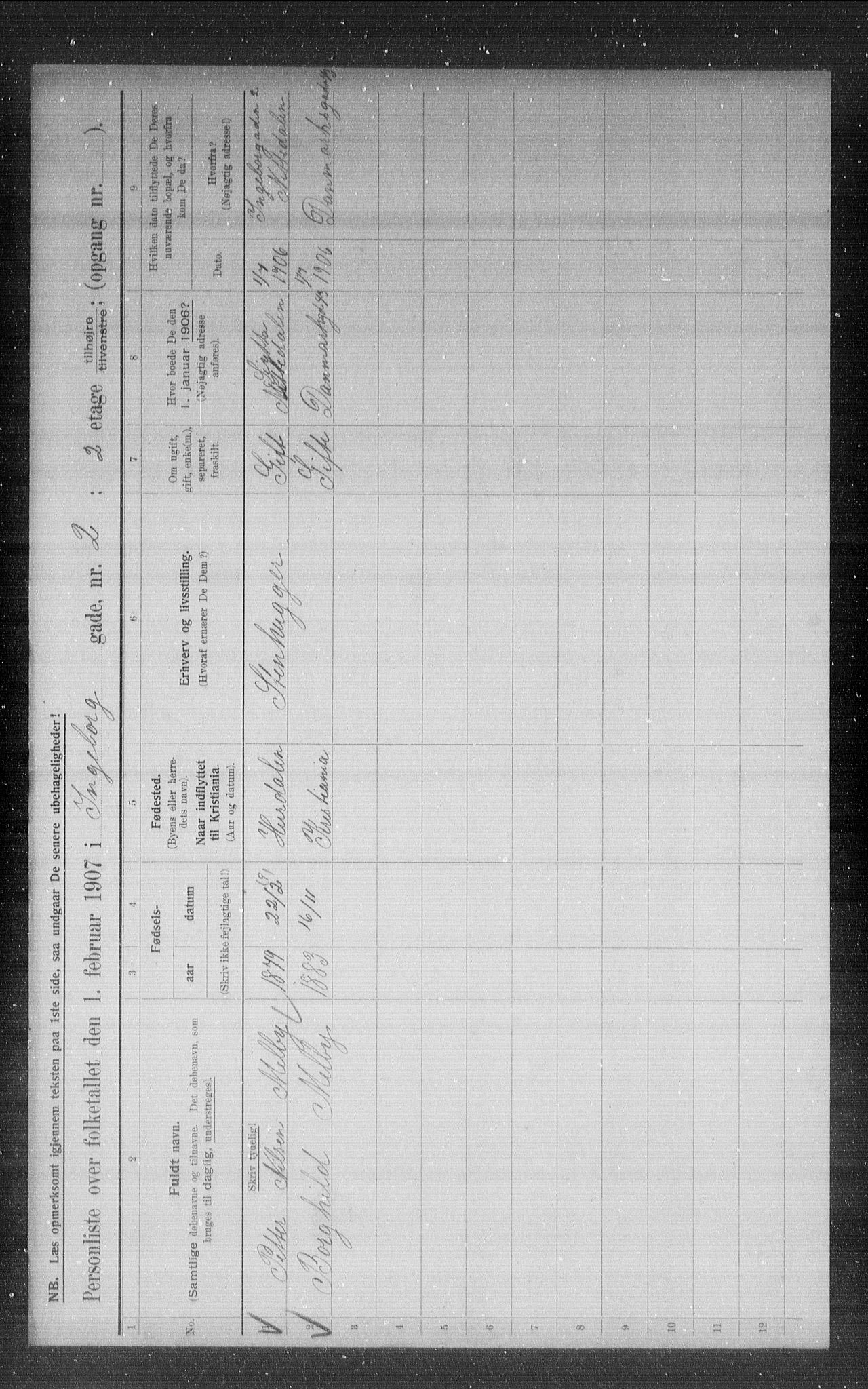 OBA, Municipal Census 1907 for Kristiania, 1907, p. 22449