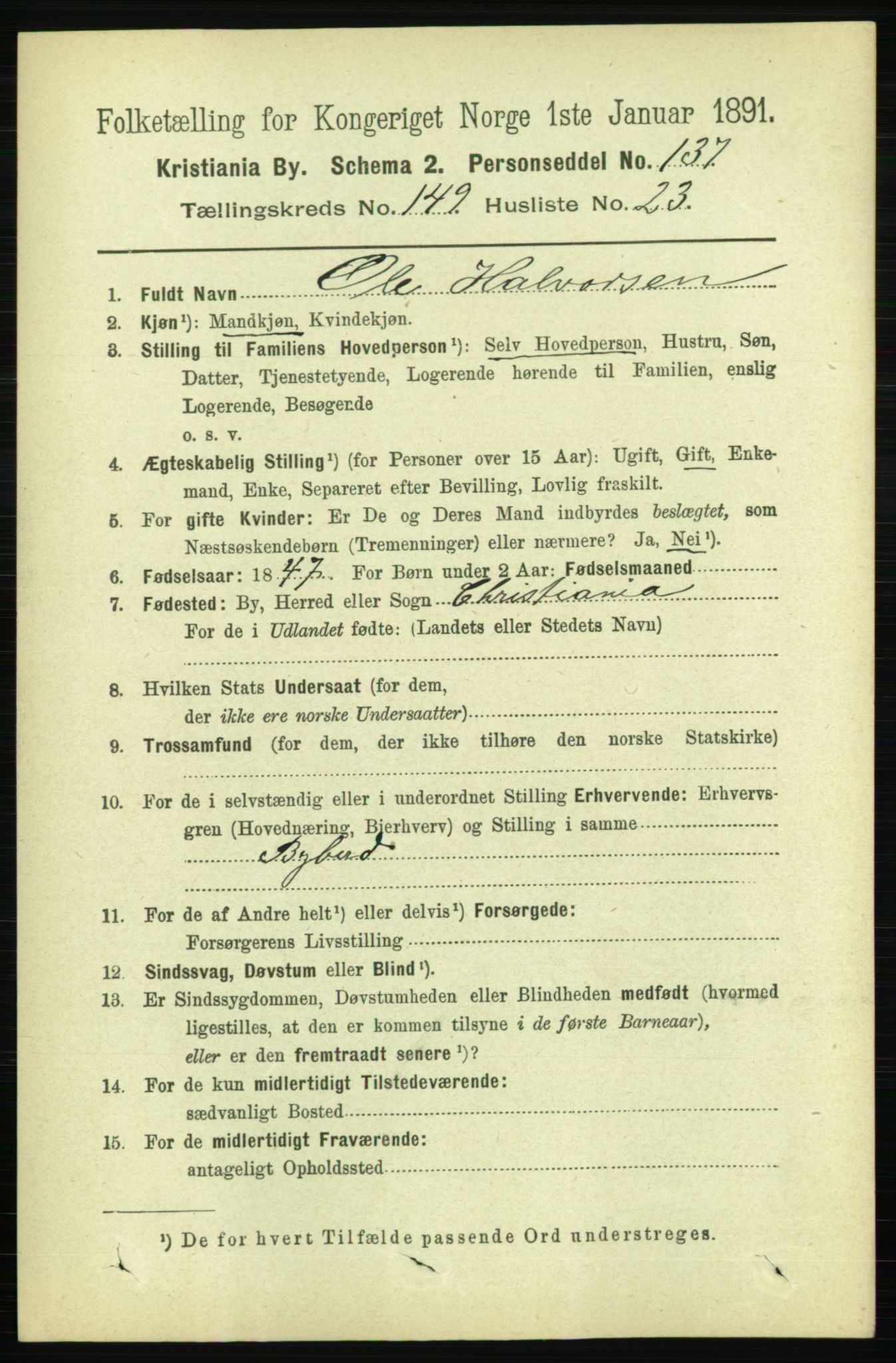 RA, 1891 census for 0301 Kristiania, 1891, p. 83746