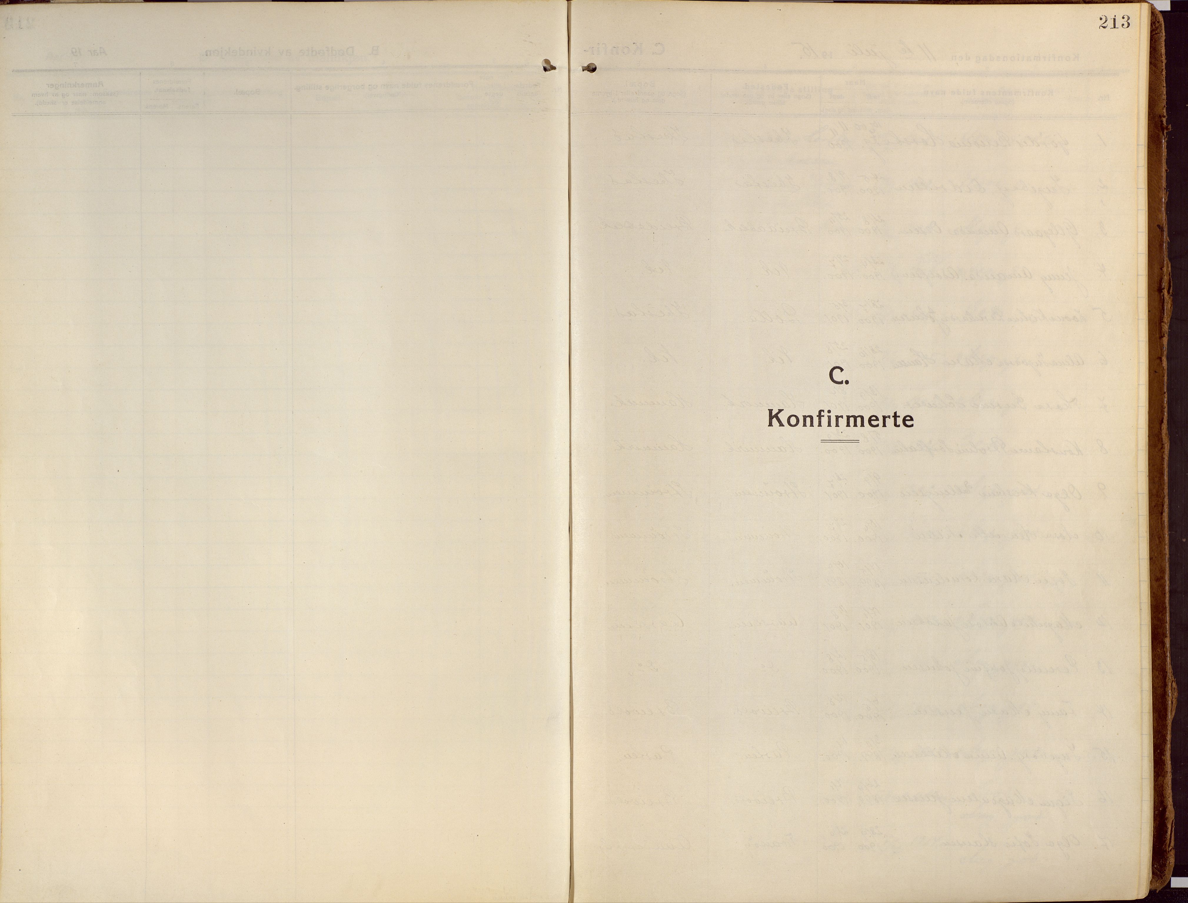 Ibestad sokneprestembete, SATØ/S-0077/H/Ha/Haa/L0018kirke: Parish register (official) no. 18, 1915-1929, p. 213
