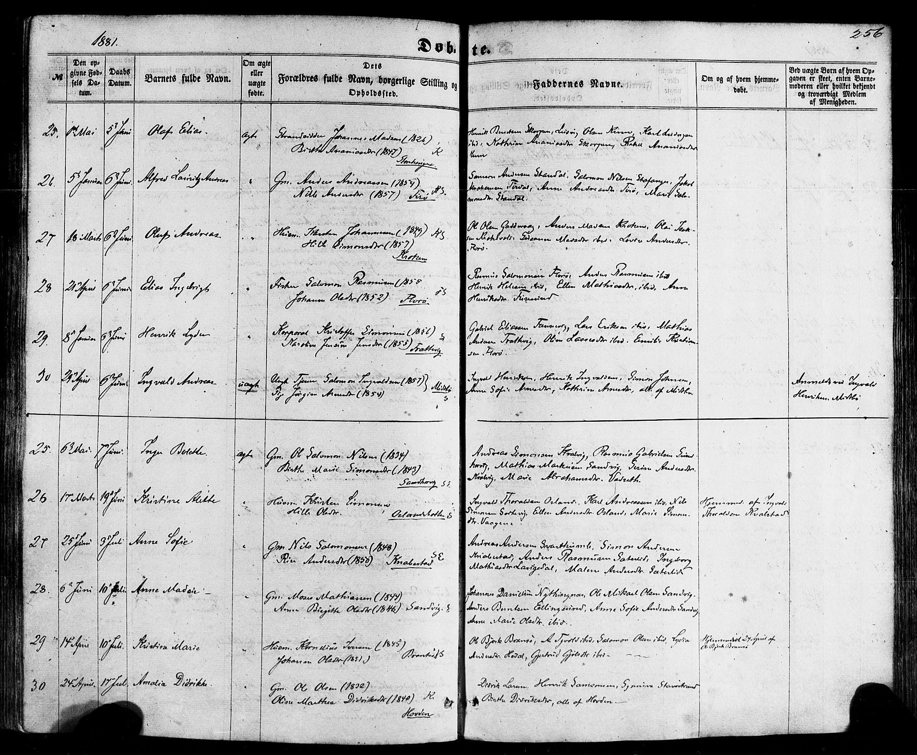 Kinn sokneprestembete, AV/SAB-A-80801/H/Haa/Haaa/L0006: Parish register (official) no. A 6, 1857-1885, p. 256