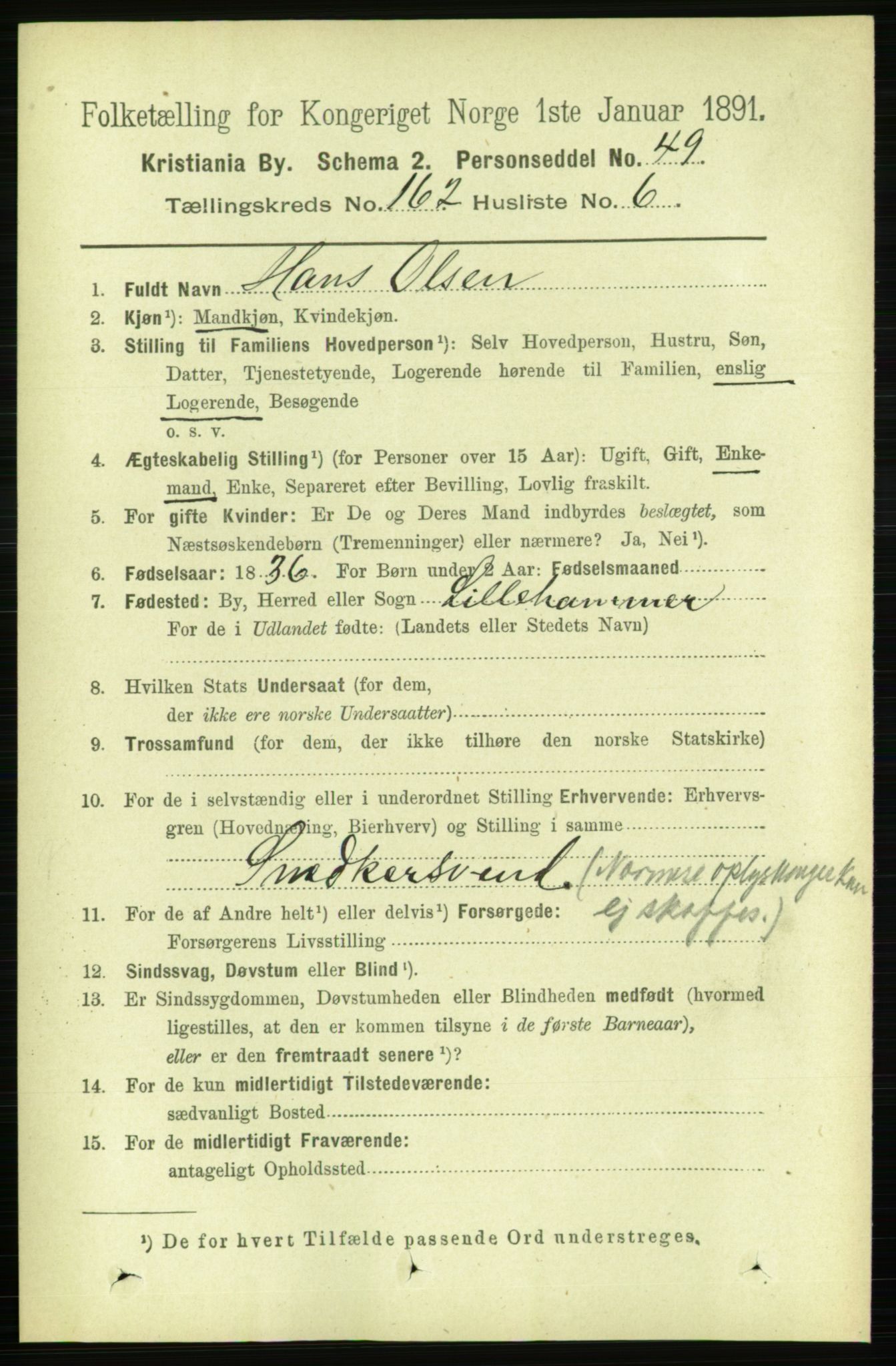 RA, 1891 census for 0301 Kristiania, 1891, p. 93063