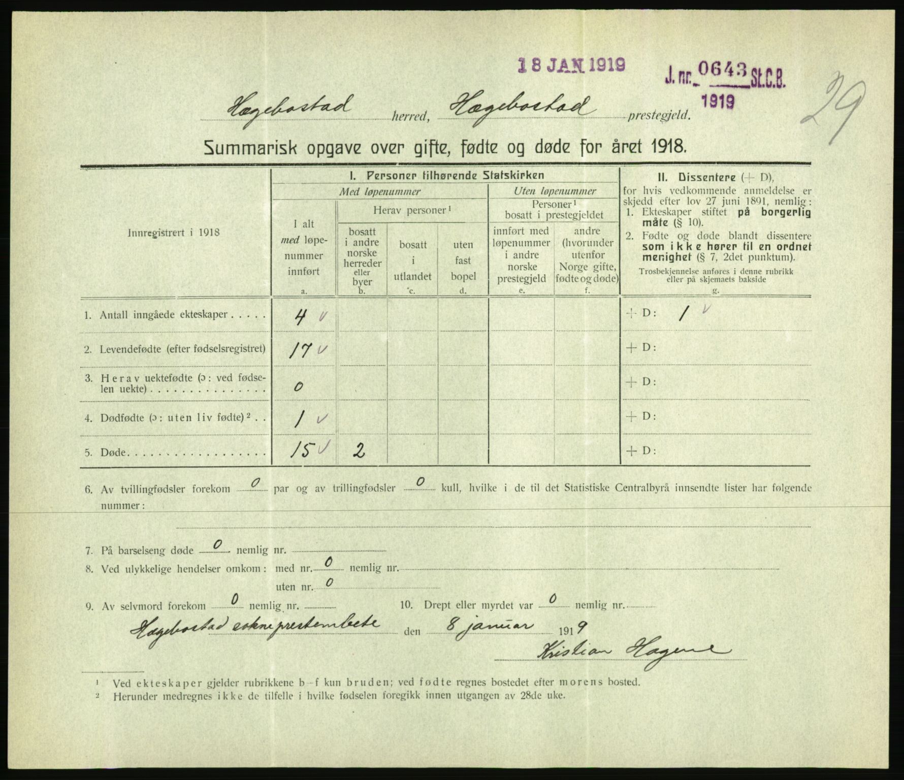 Statistisk sentralbyrå, Sosiodemografiske emner, Befolkning, RA/S-2228/D/Df/Dfb/Dfbh/L0059: Summariske oppgaver over gifte, fødte og døde for hele landet., 1918, p. 737