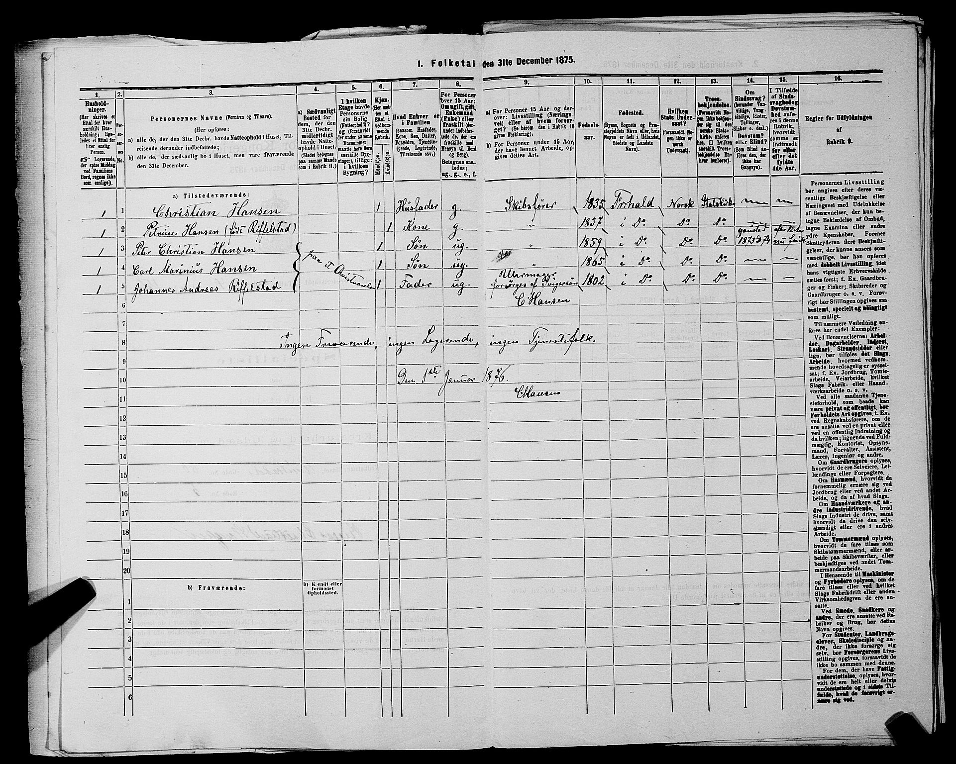 RA, 1875 census for 0101P Fredrikshald, 1875, p. 372