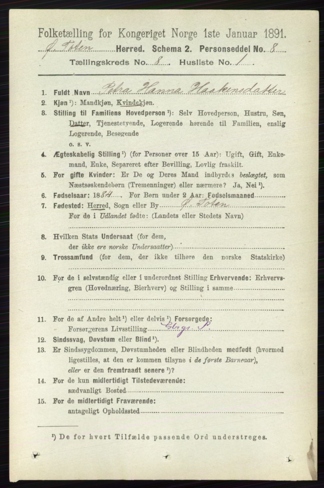 RA, 1891 census for 0528 Østre Toten, 1891, p. 5021