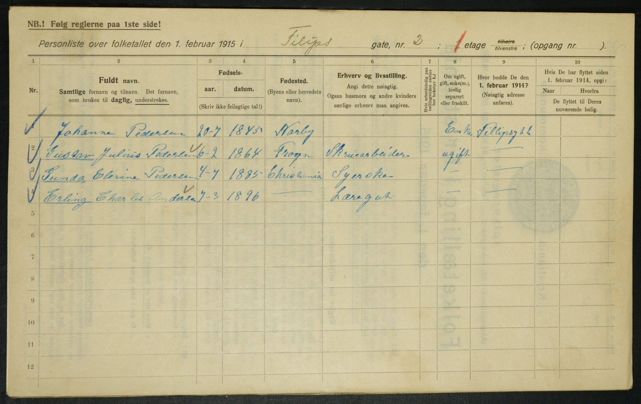 OBA, Municipal Census 1915 for Kristiania, 1915, p. 23771